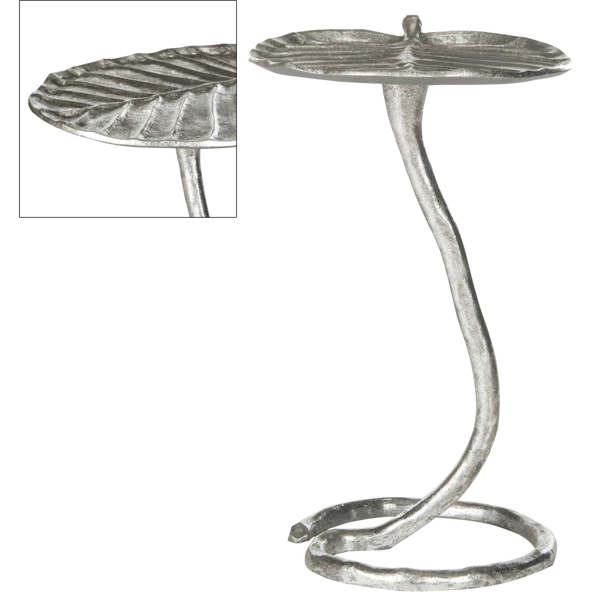 Mitchell Silver Foil Petal Side Table Silver