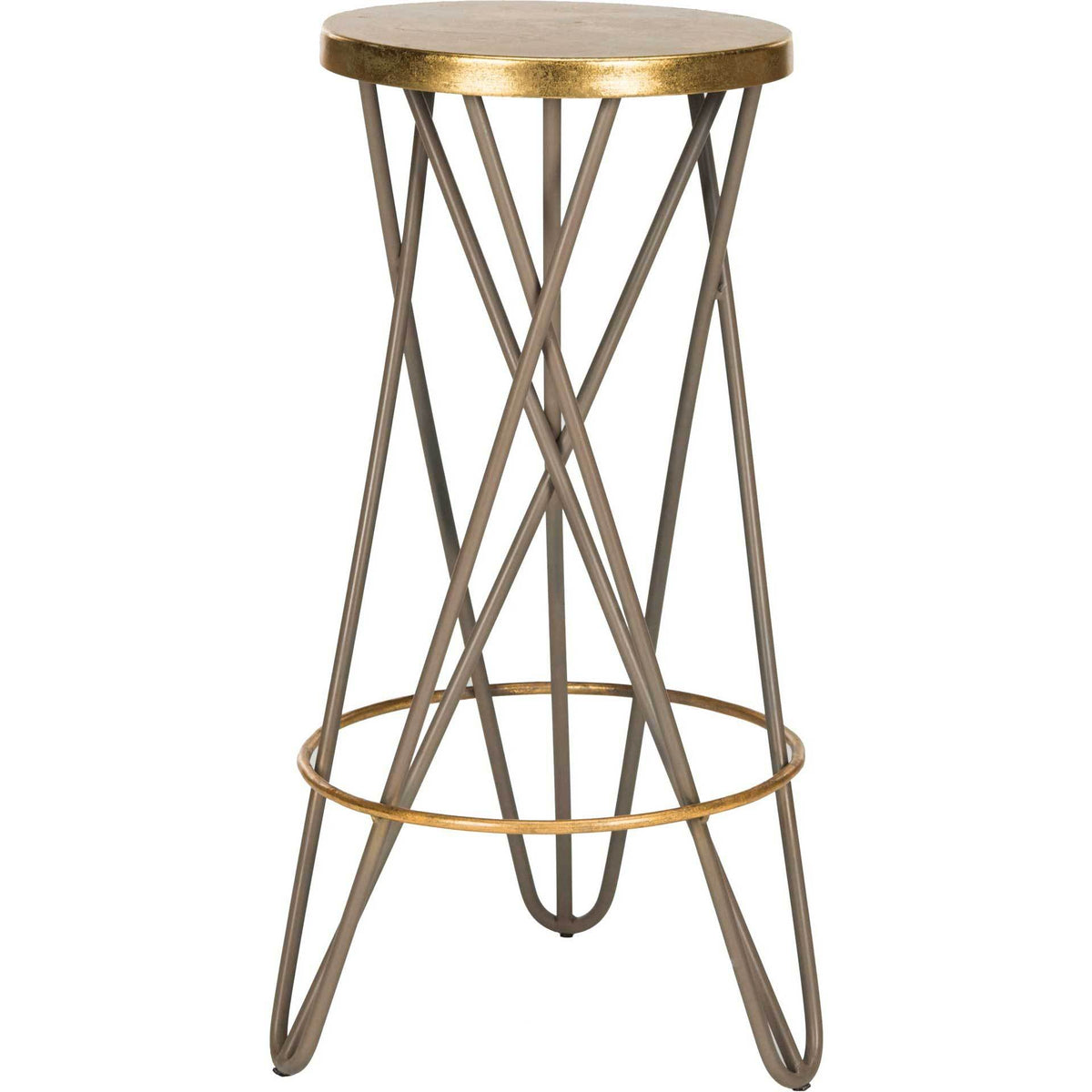 A gold-leaf seat tops a tall beige iron frame with a coordinating ring footrest. || FOX3254C || front_studio