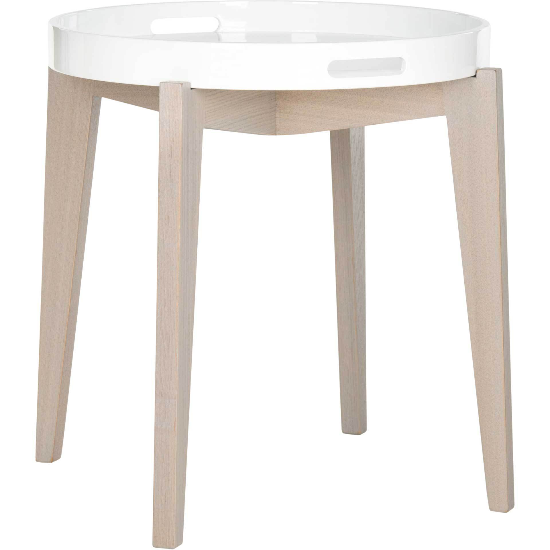 Beckett Lacquer Tray Top Side Table White/Beige