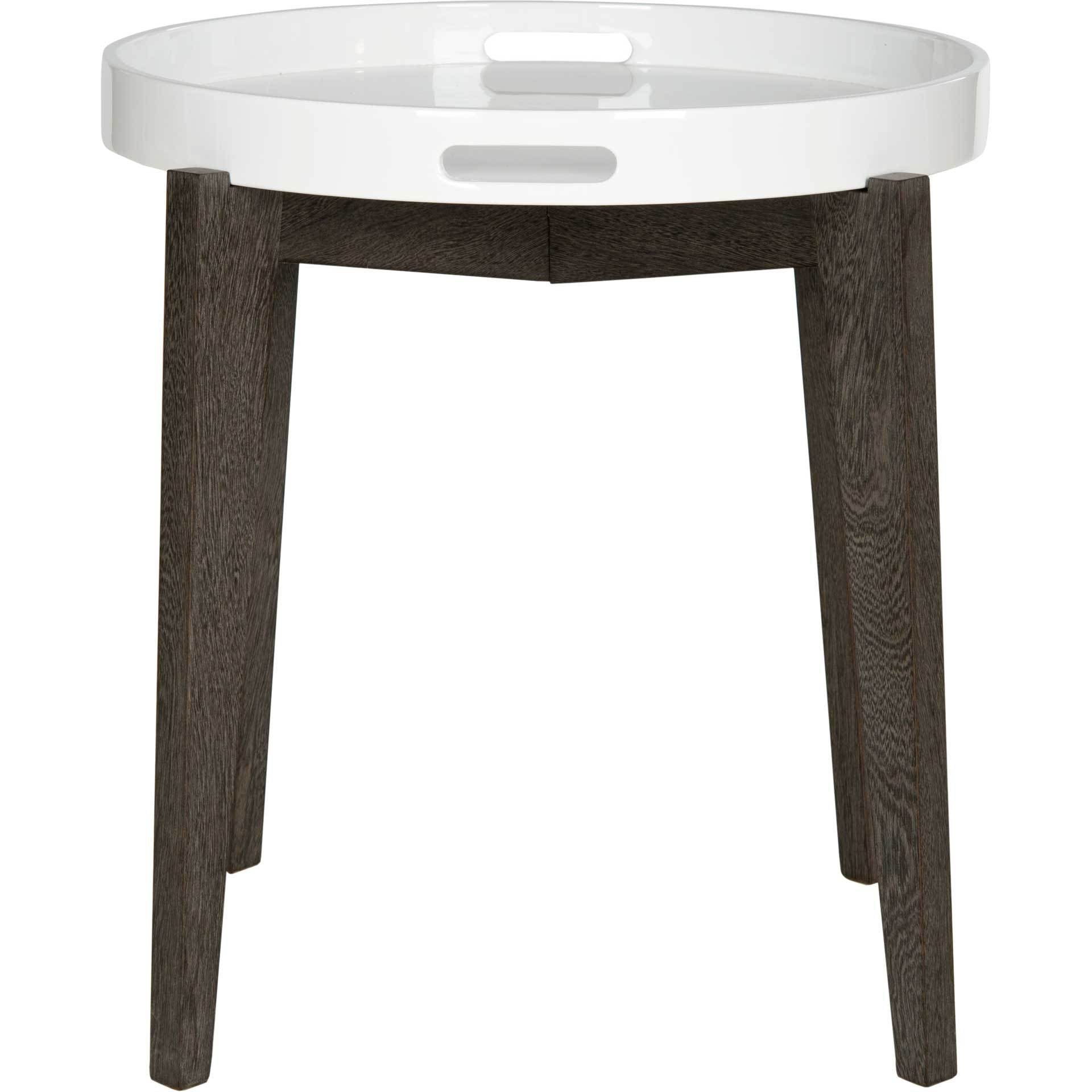 Beckett Lacquer Tray Top Side Table White/Brown