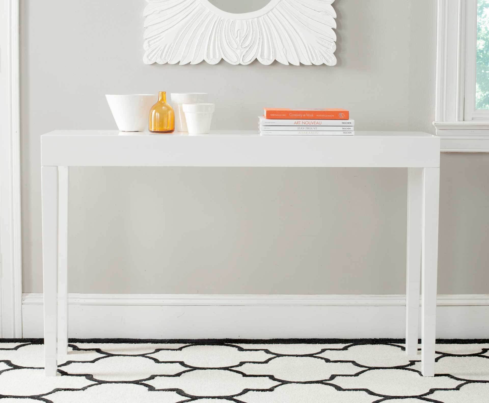 Kasey Lacquer Console Table White