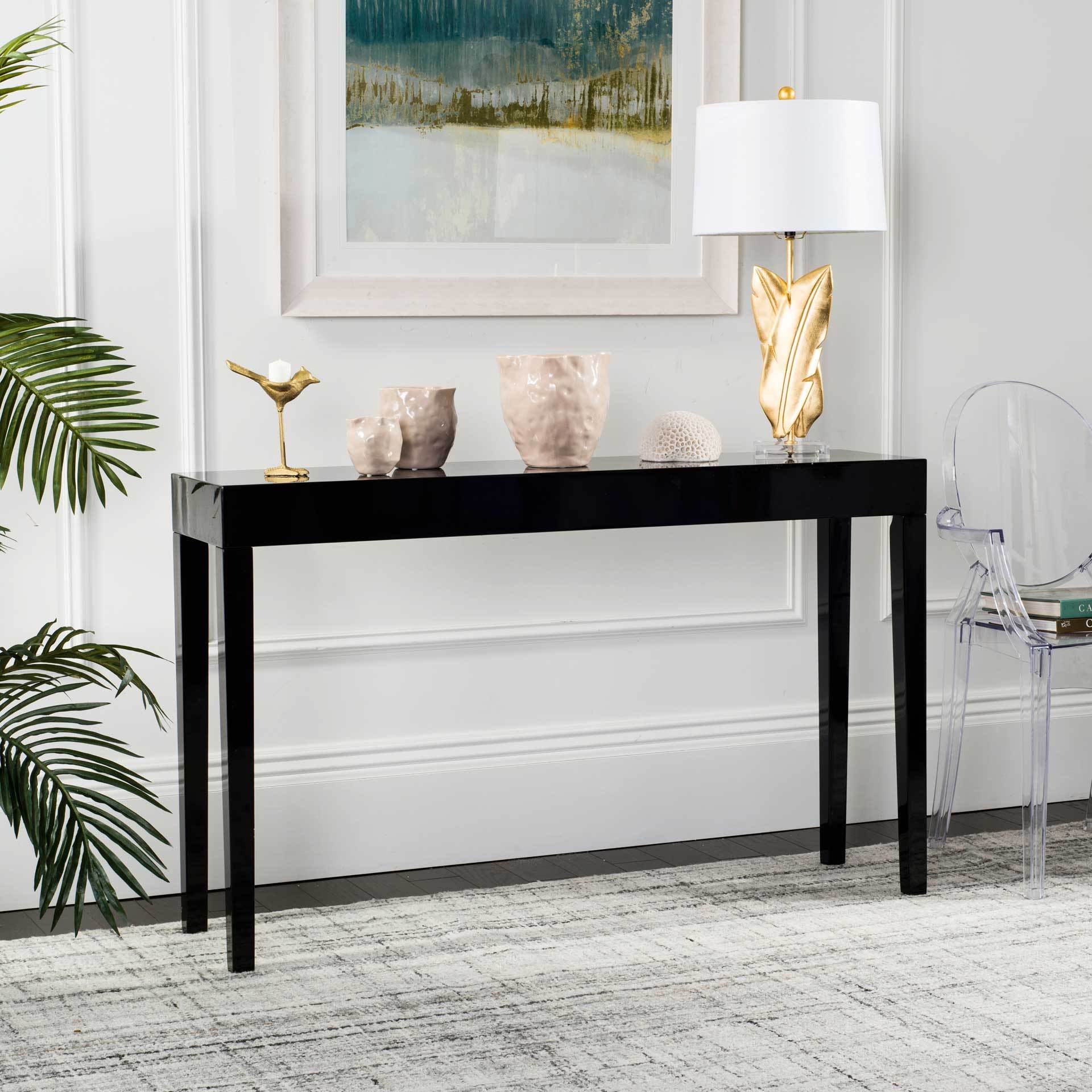 Kasey Lacquer Console Table Black