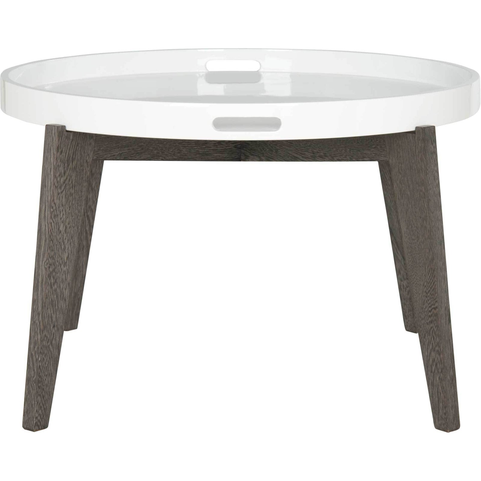 Ece Tray Top Lacquer End Table White/Dark Brown