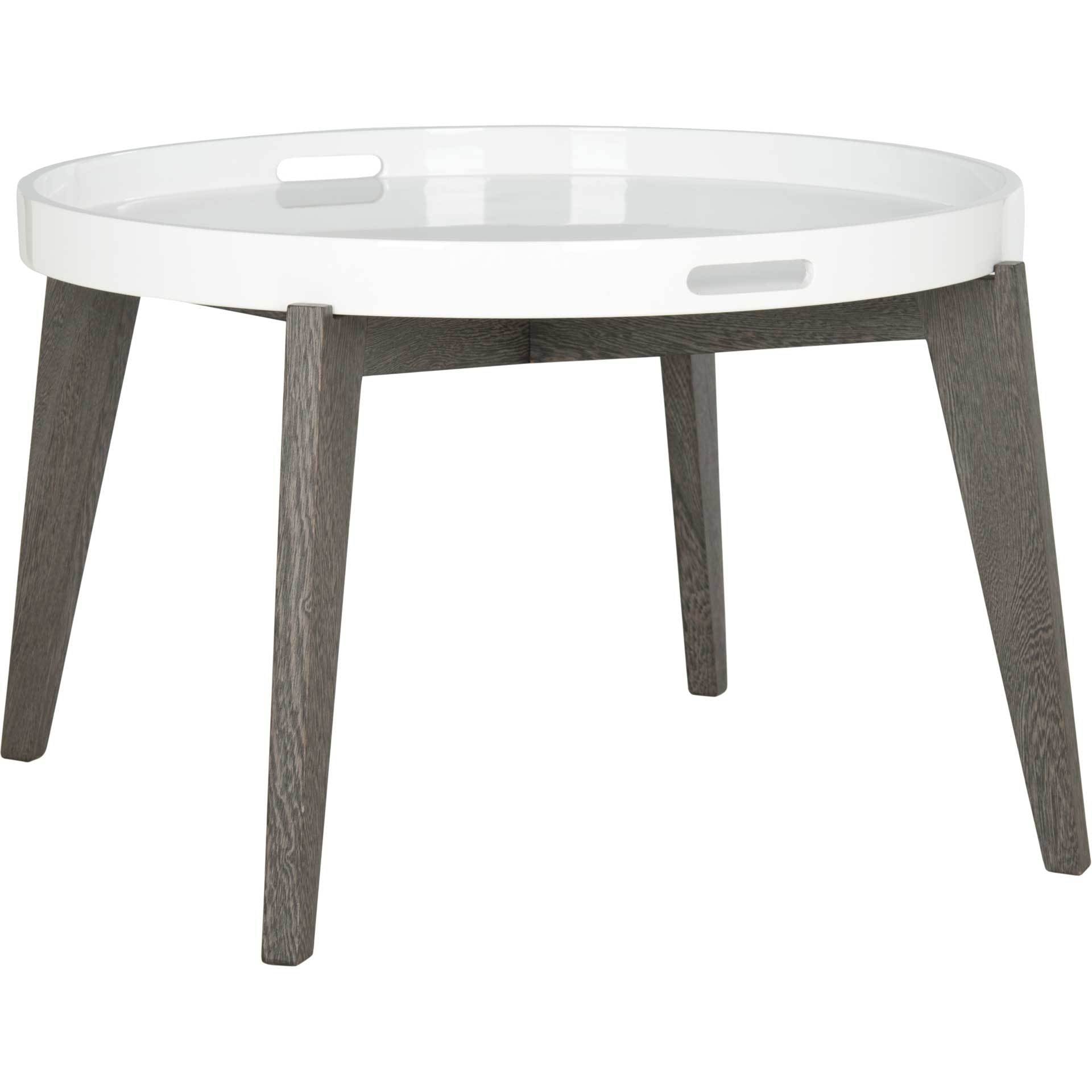 Ece Tray Top Lacquer End Table White/Dark Brown