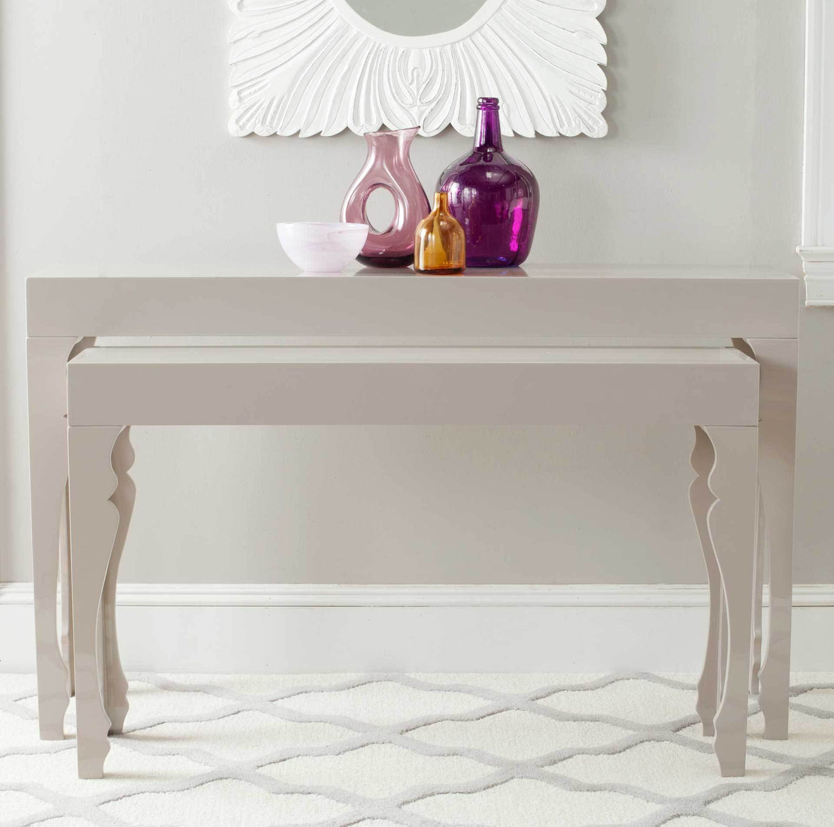 Benicio Lacquer Stacking Console Taupe