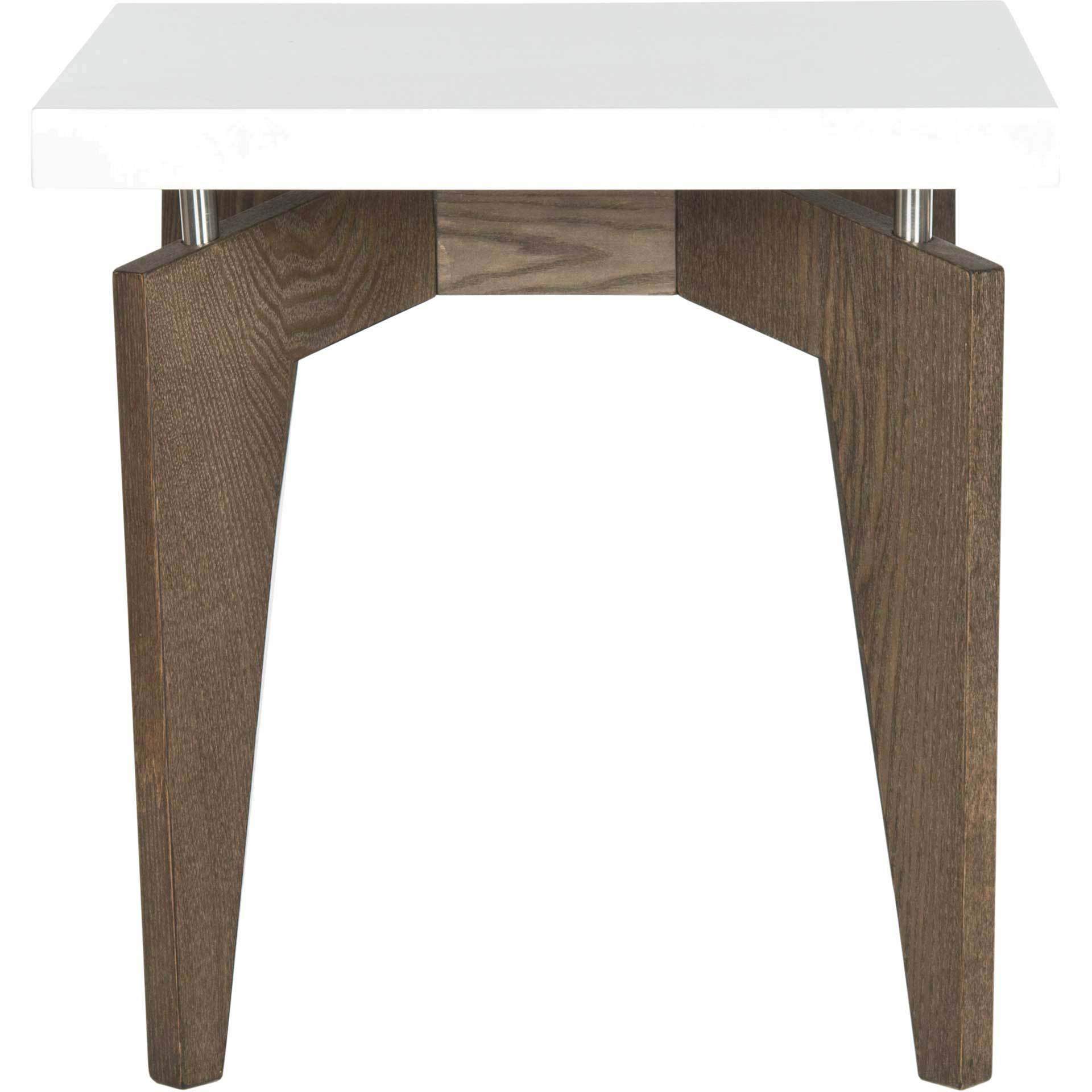 Joziah Lacquer Floating Top End Table White/Dark Brown