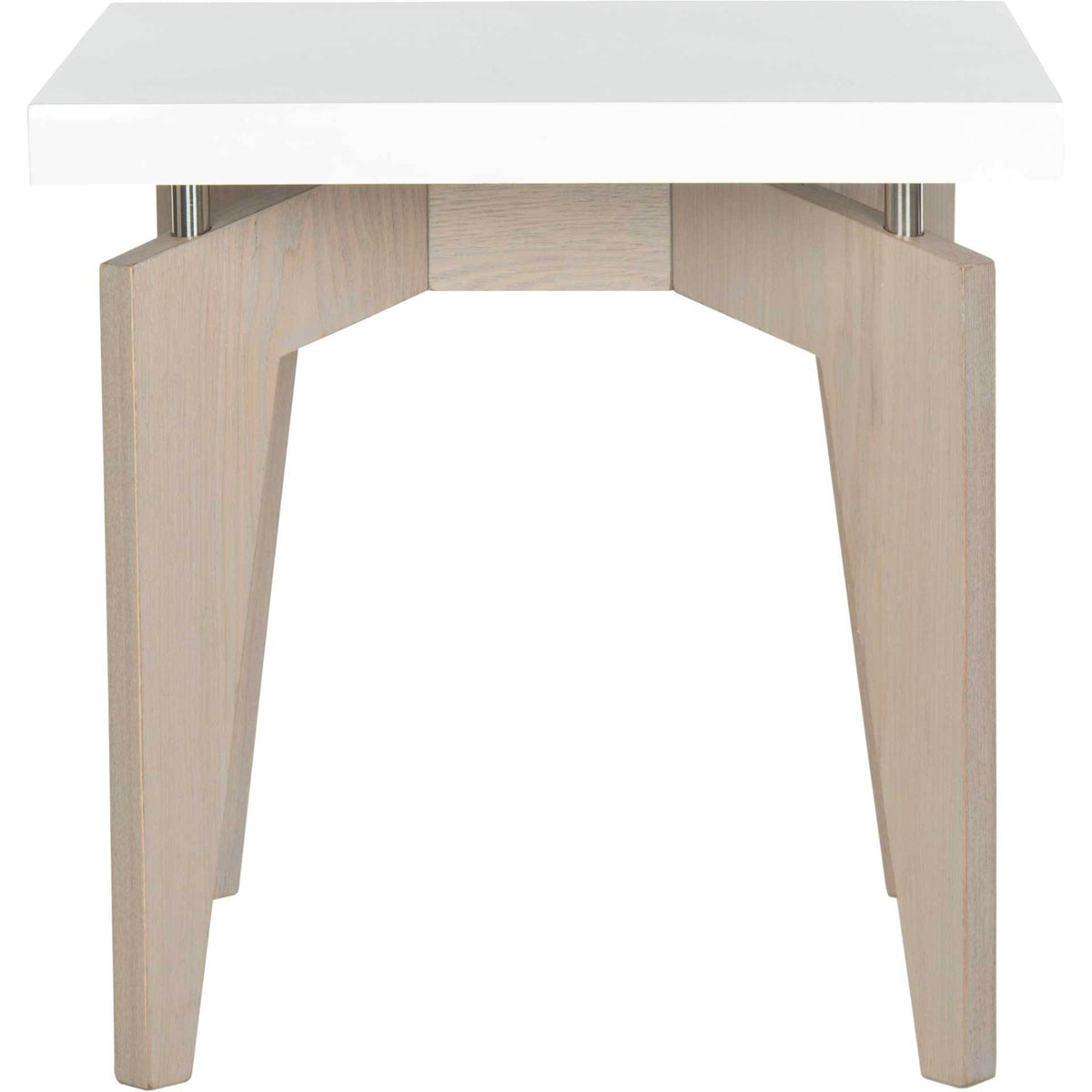 Joziah Lacquer Floating Top End Table White/Gray