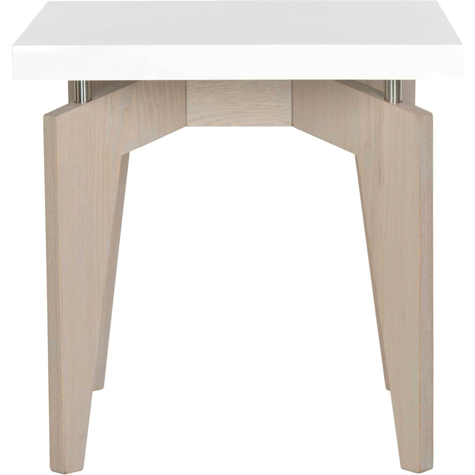 Joziah Lacquer Floating Top End Table White/Gray