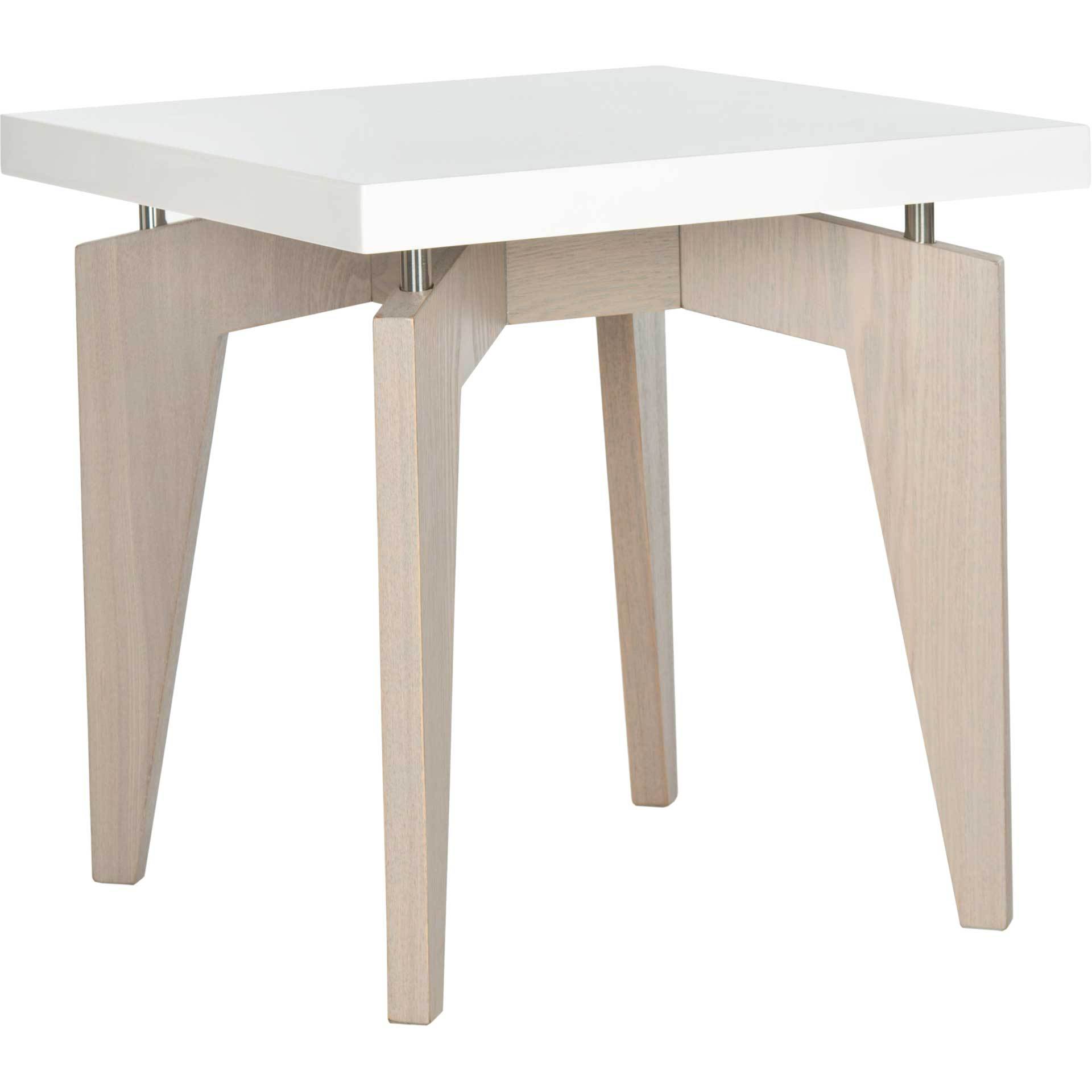 Joziah Lacquer Floating Top End Table White/Gray