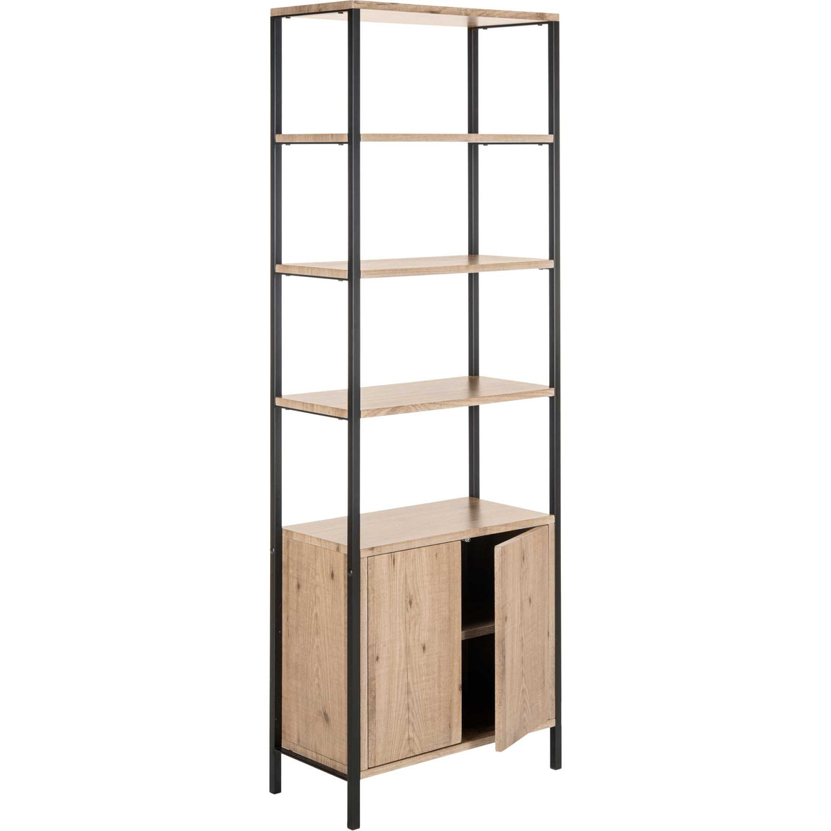 Natalia Retro Mid Century Wood Etagere Oak/Black