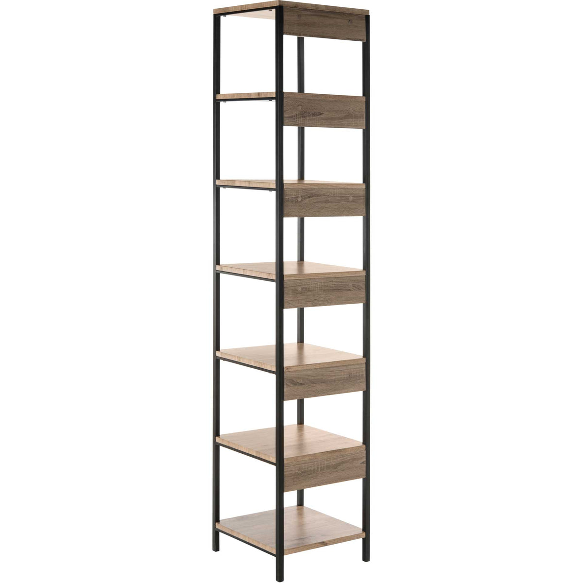 Lilyana Retro Mid Century 7 Tier Etagere Oak/Black