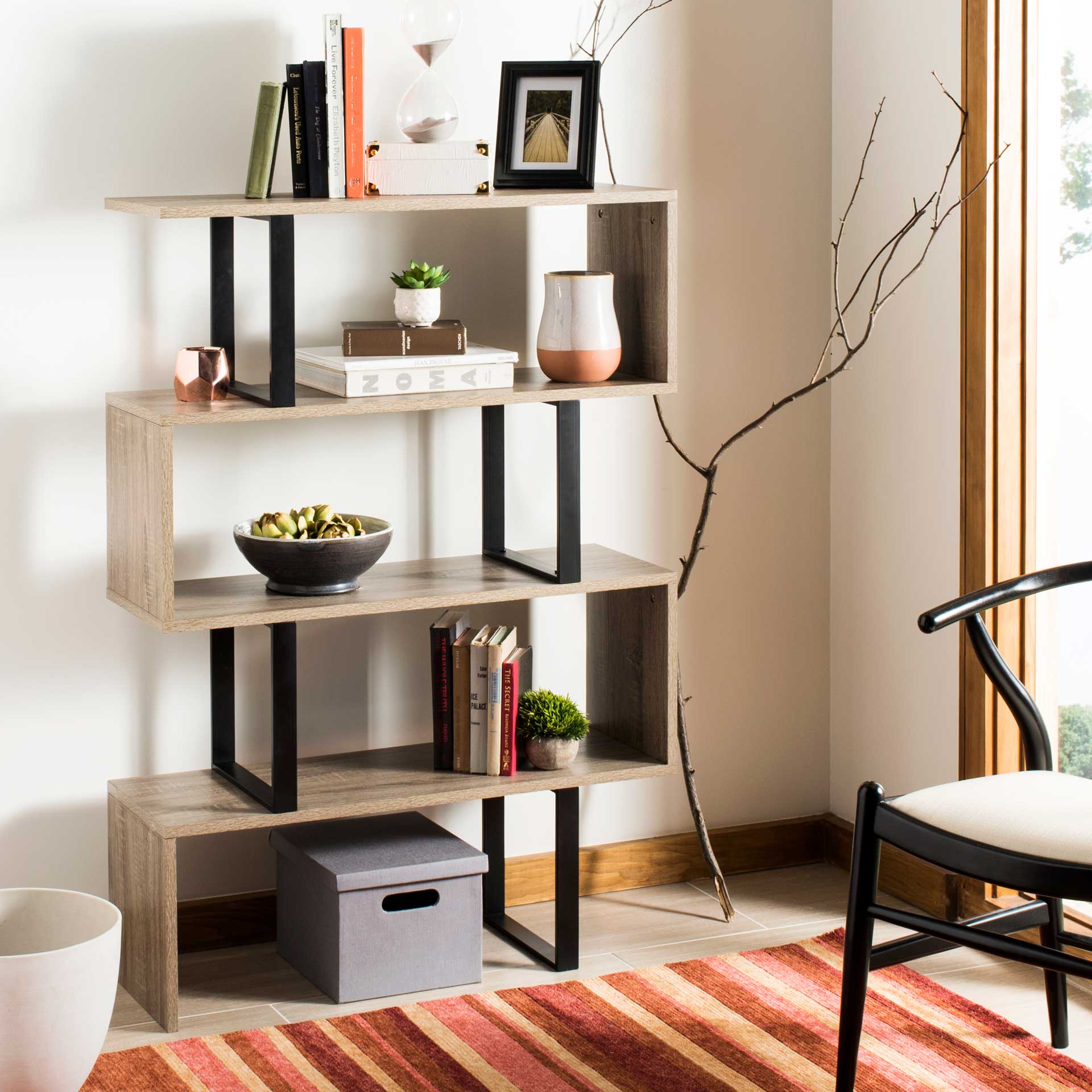 Safavieh Louise Retro Mid Century Wood Etagere