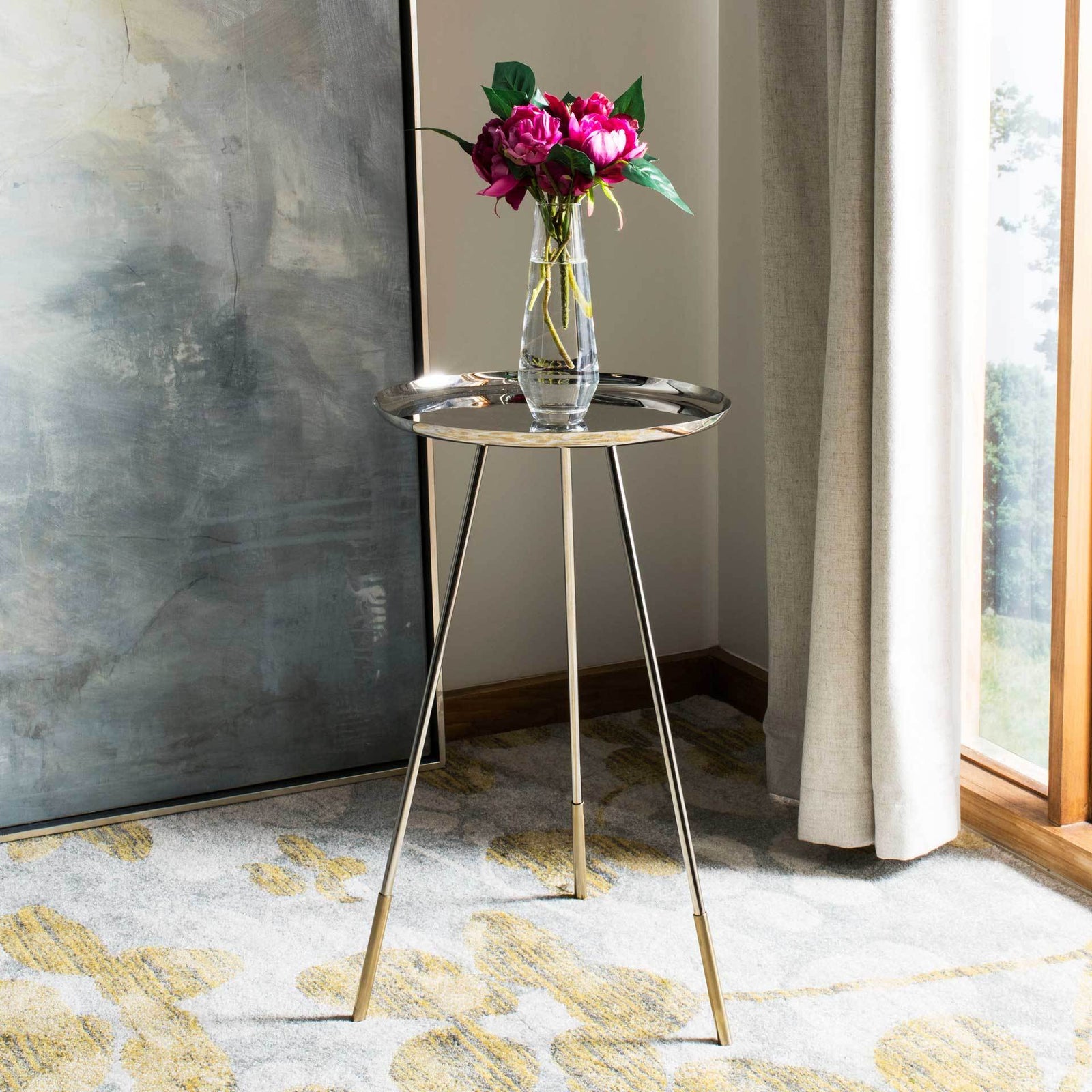 Cain Tri Leg Side Table Nickel/Gold