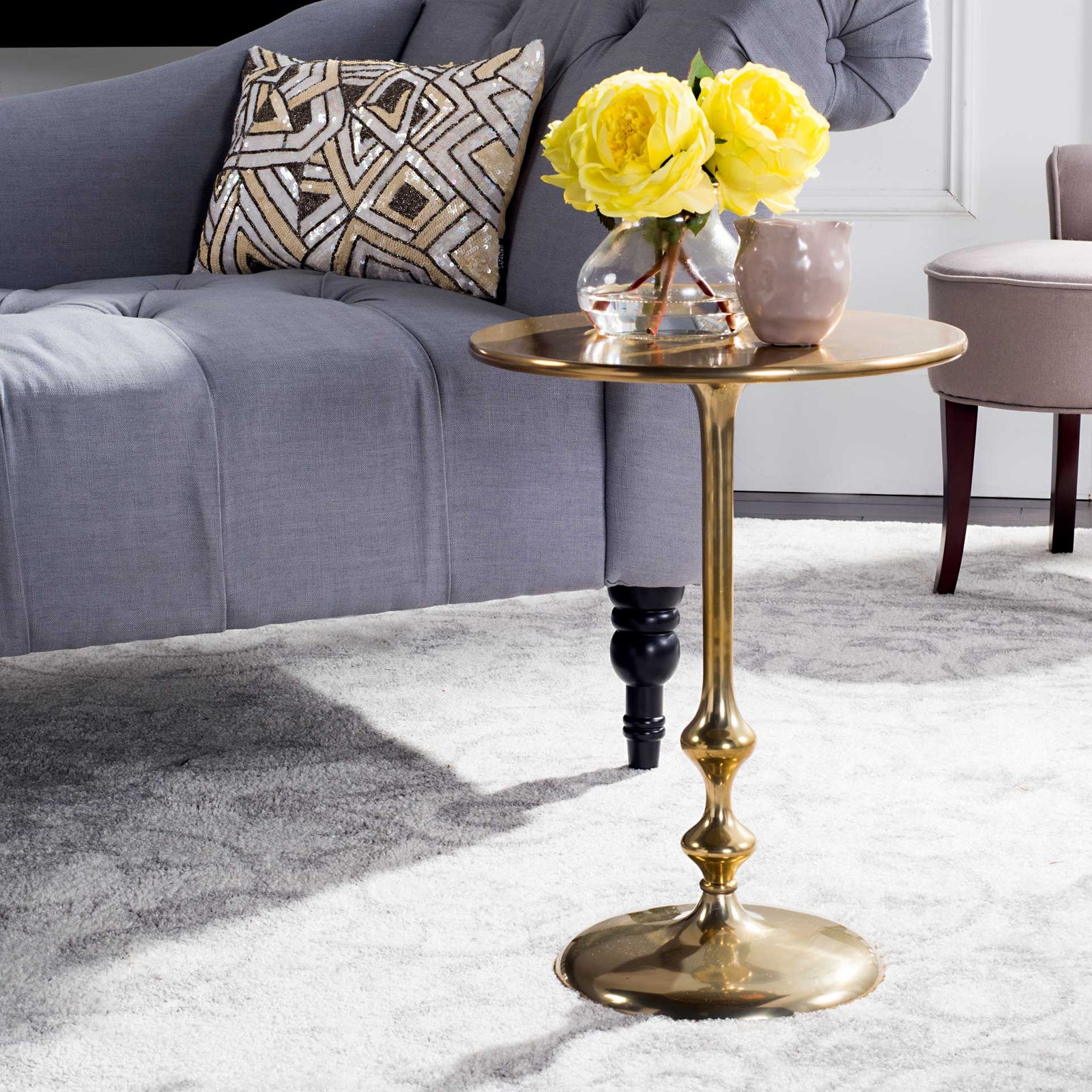 Hygge Round Side Table Antique Brass