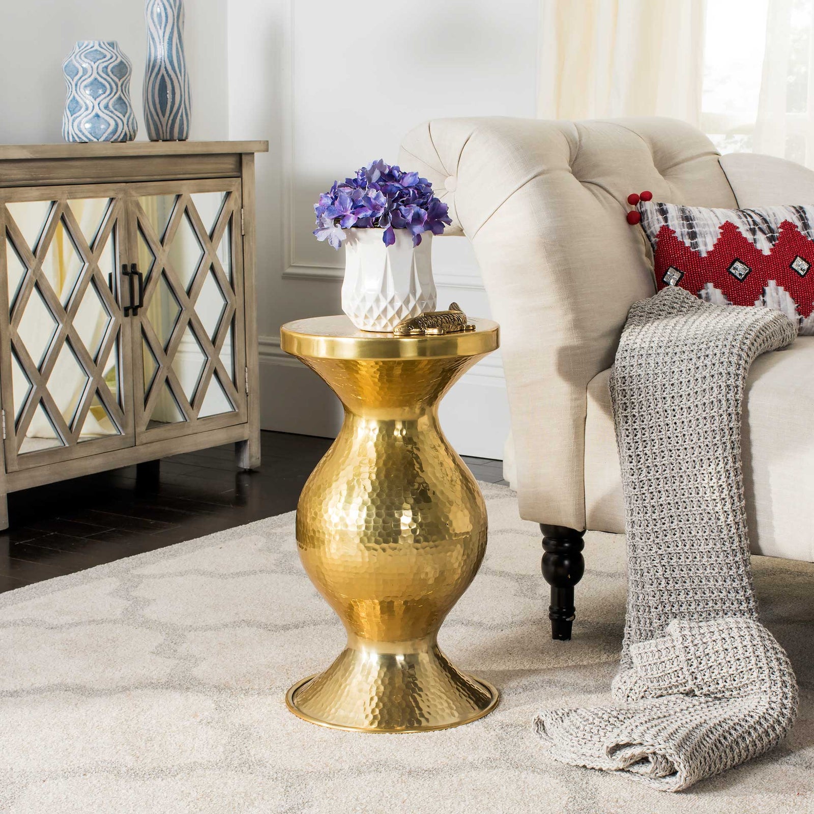 James Hammered End Table Antique Brass