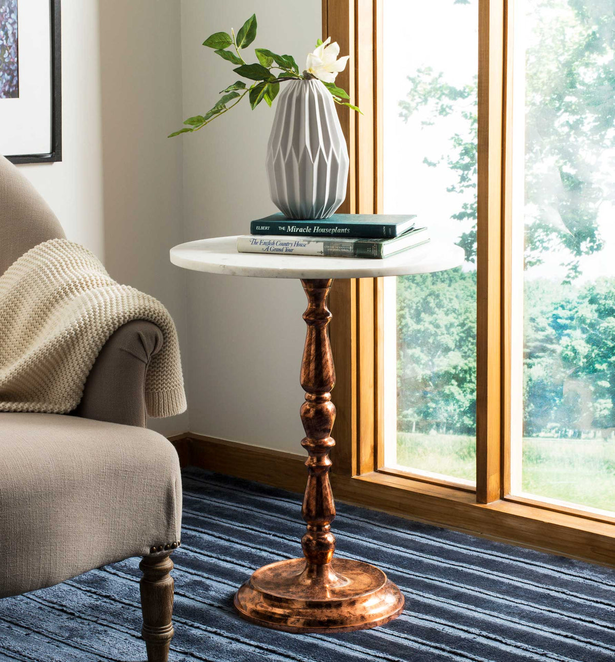 Kingstown Side Table Antique Copper/Marble