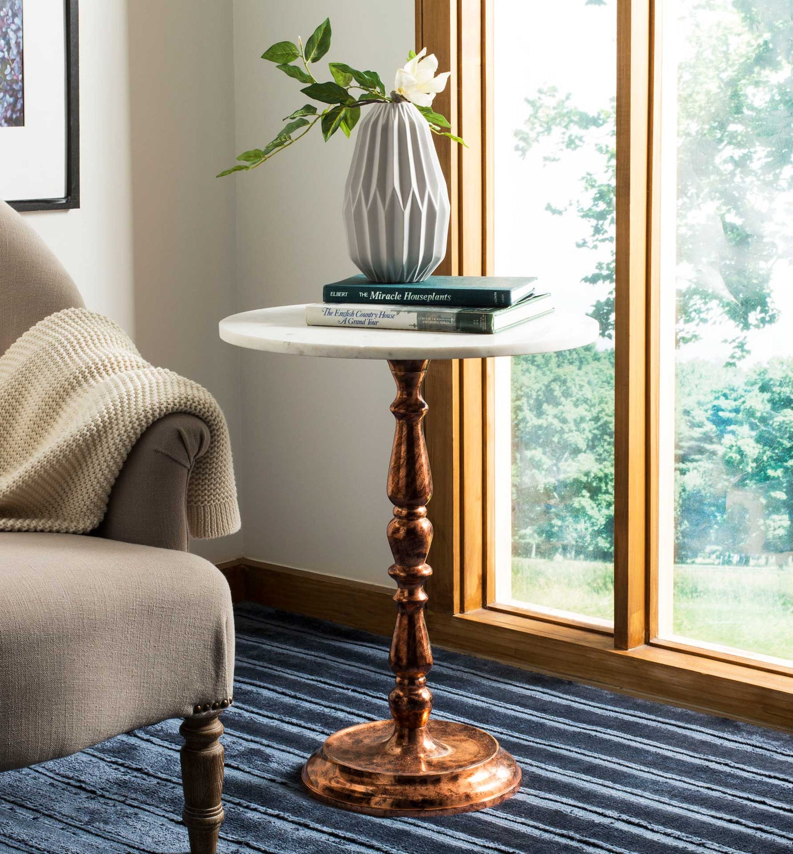 Kingstown Side Table Antique Copper/Marble