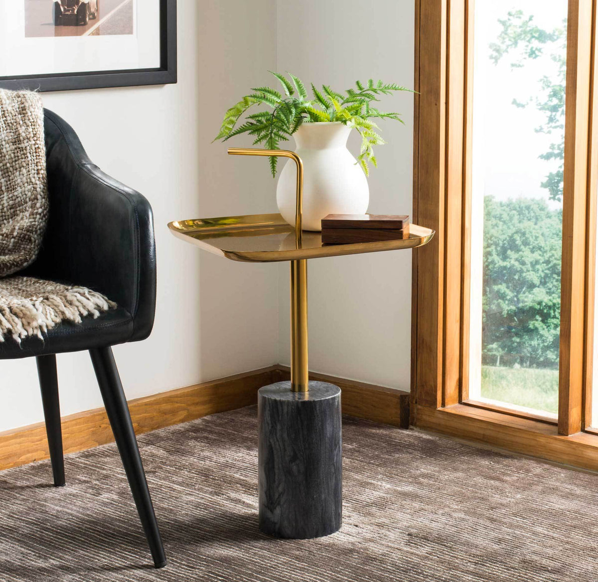 Ariana Square Brass Top Side Table