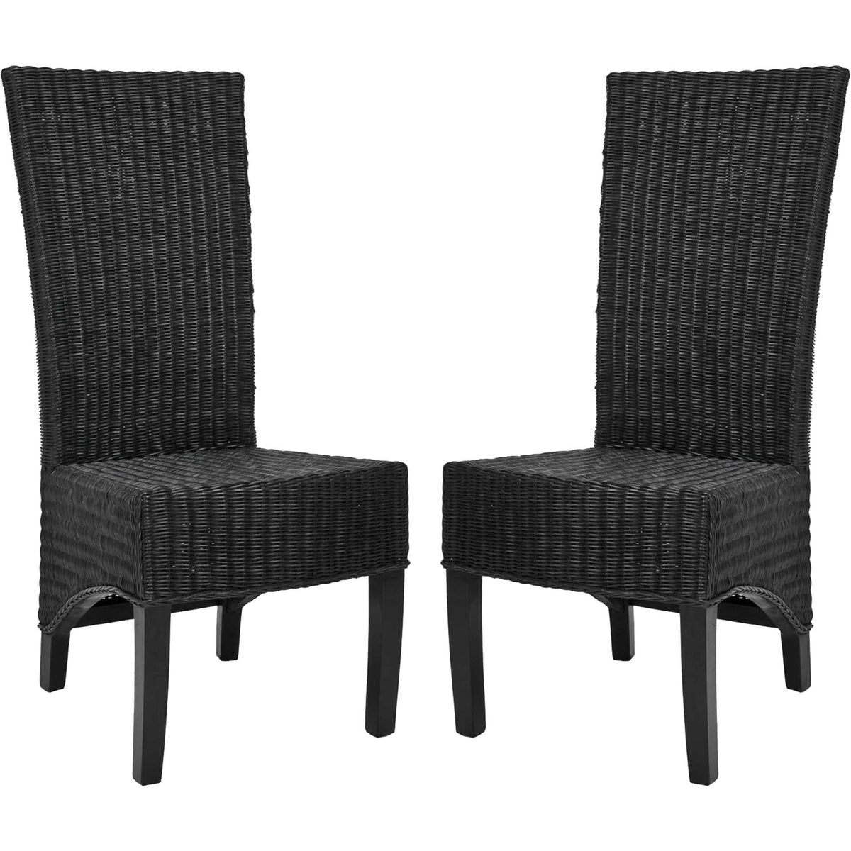 Simple Wicker Side Chair Black (Set of 2)
