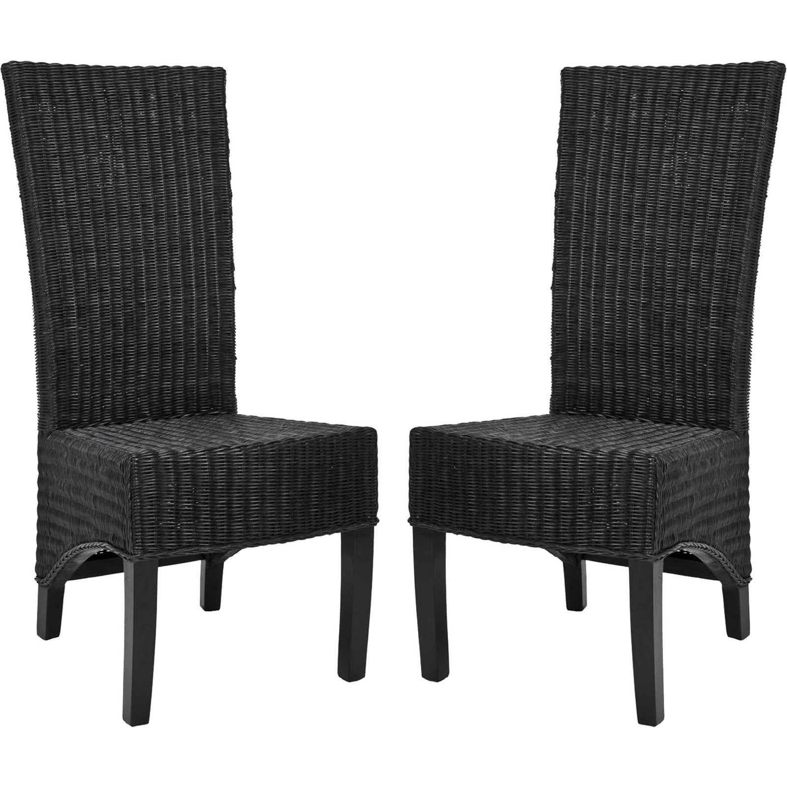 Simple Wicker Side Chair Black (Set of 2)