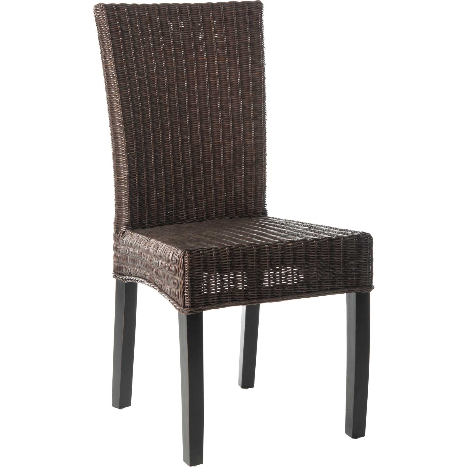 Simple Wicker Side Chair Dark Brown (Set of 2)