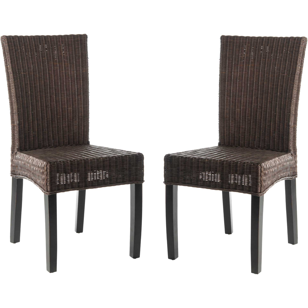 Simple Wicker Side Chair Dark Brown (Set of 2)