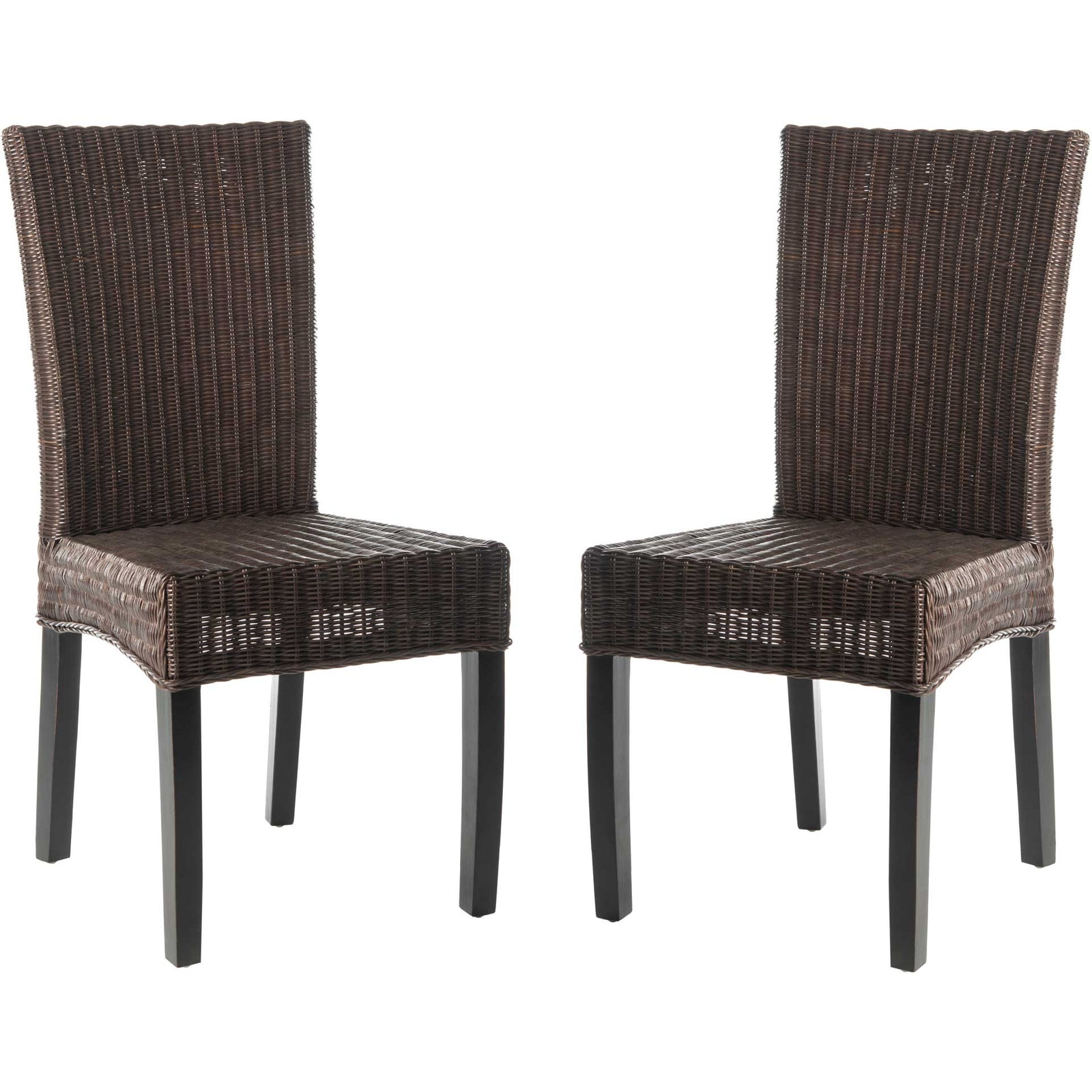 Simple Wicker Side Chair Dark Brown (Set of 2)