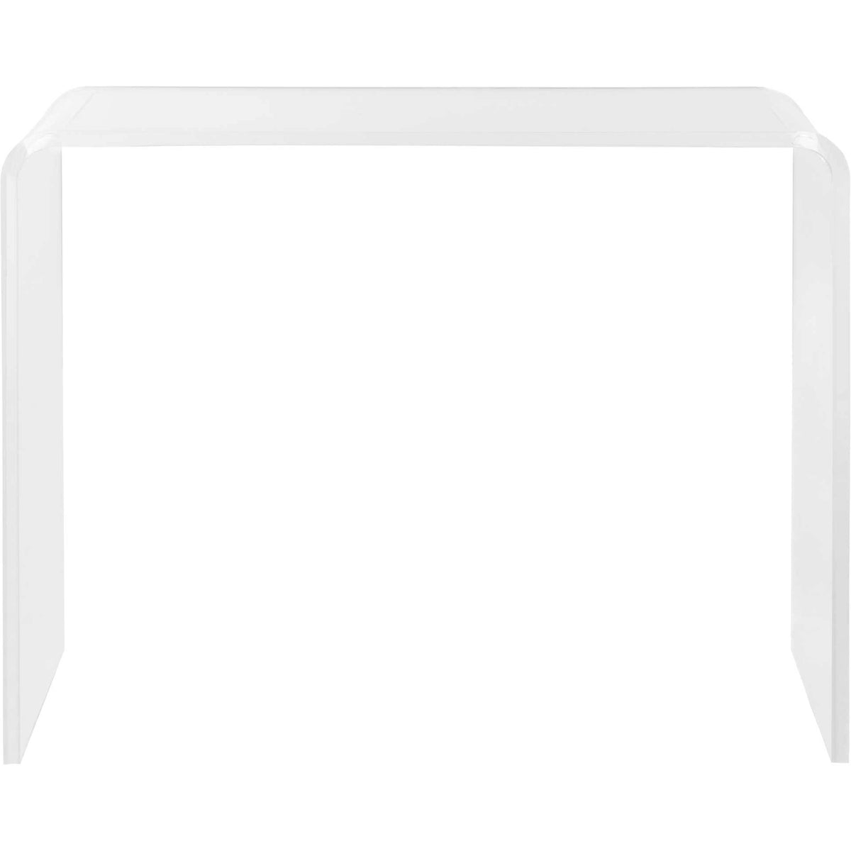 Transparent console table has a broad rectangular top and open space beneath || FOX6016A || front_studio