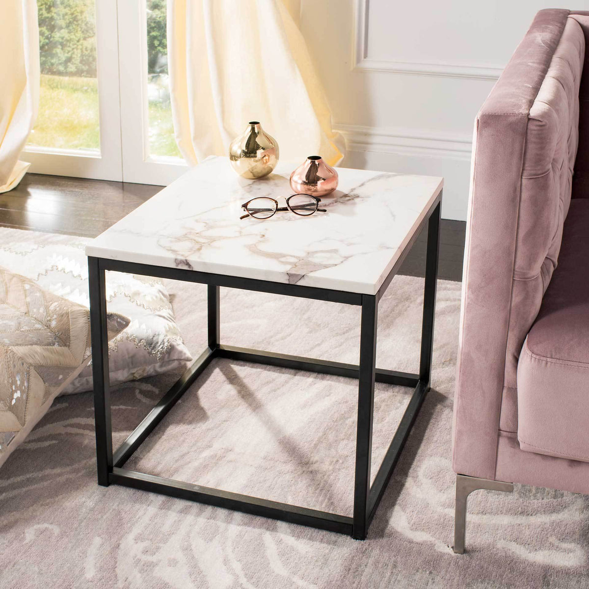 Barbara End Table White/Gray