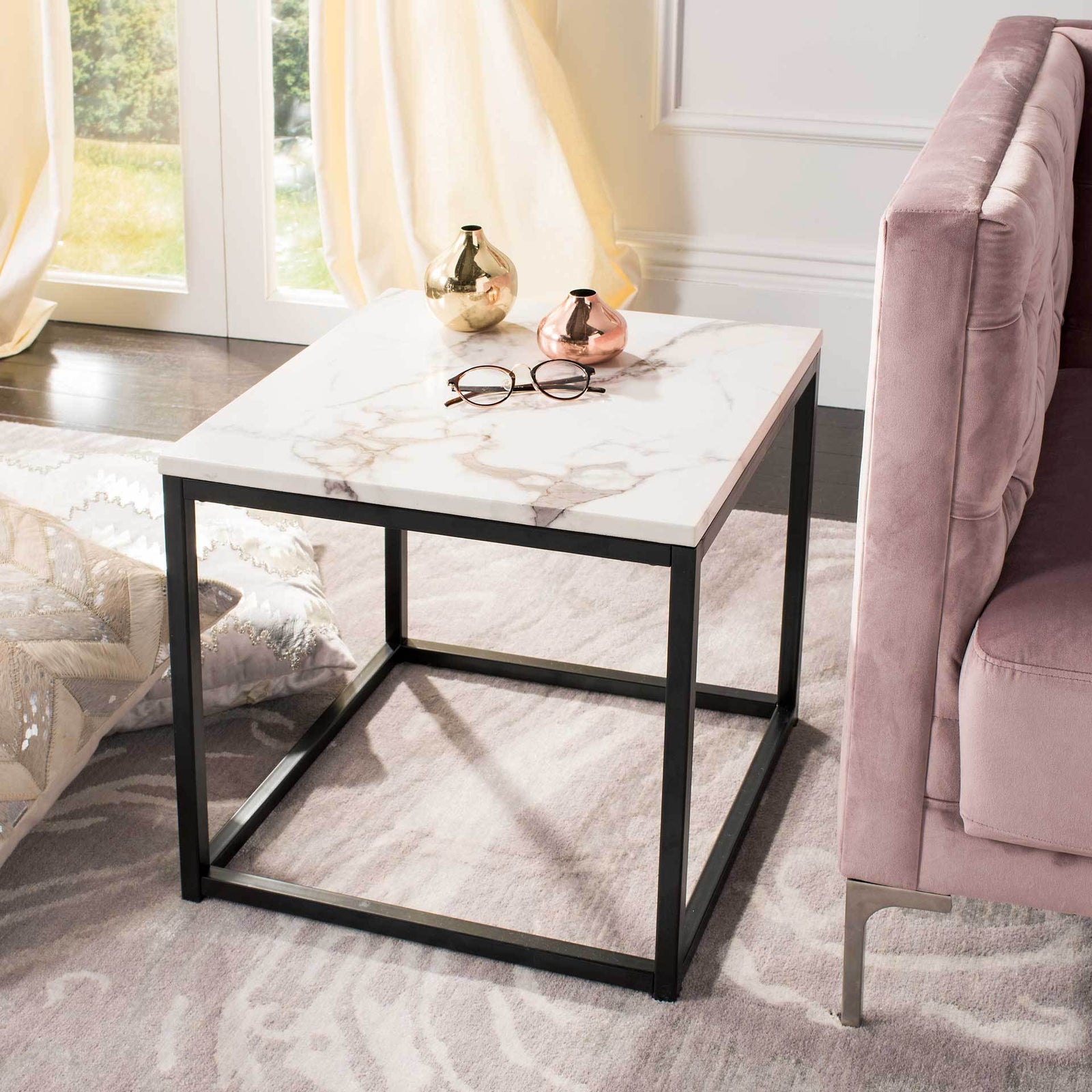 Barbara End Table White/Gray