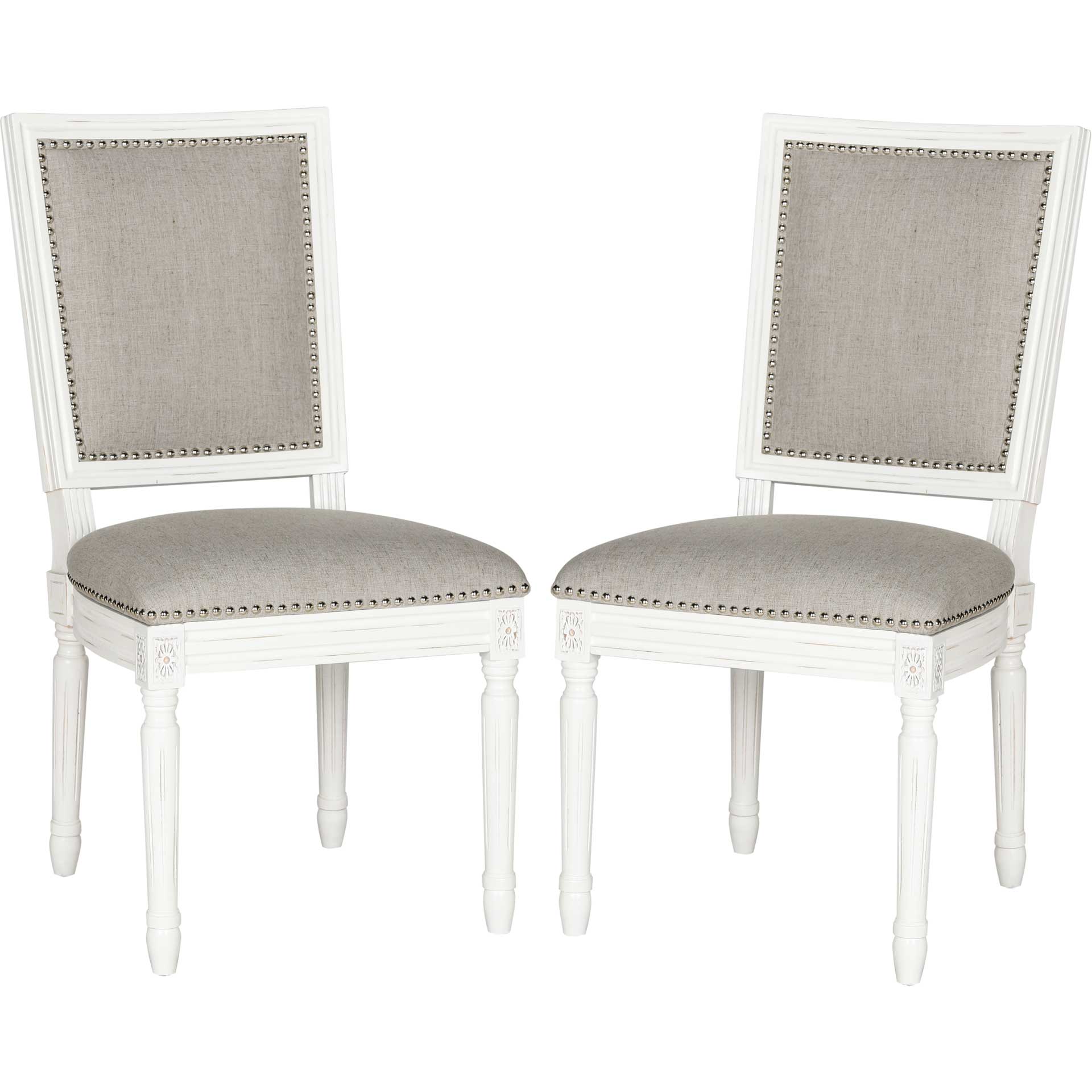 Burst Linen Side Chair Light Gray/Cream (Set of 2)