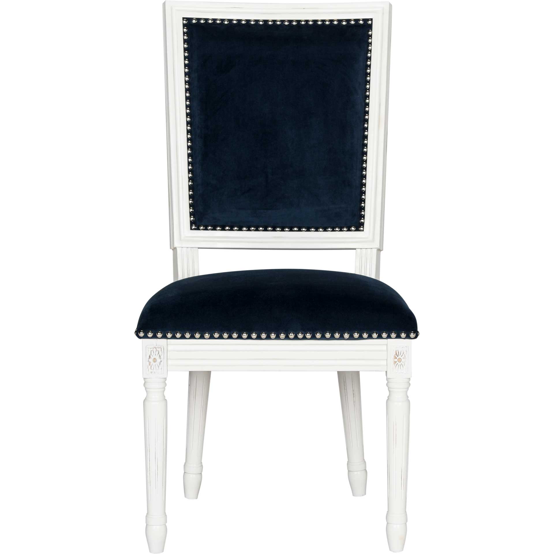 Burst Velvet Side Chair Navy Velvet/Cream (Set of 2)