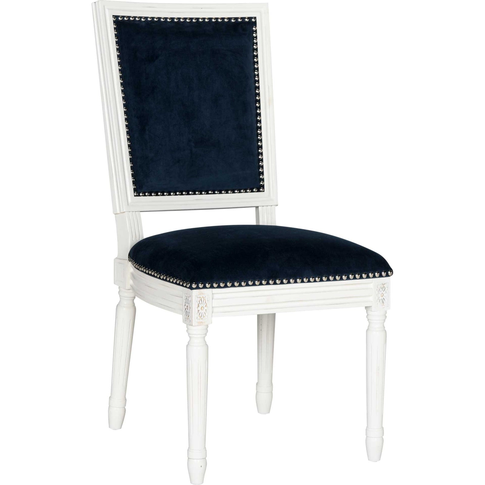 Burst Velvet Side Chair Navy Velvet/Cream (Set of 2)