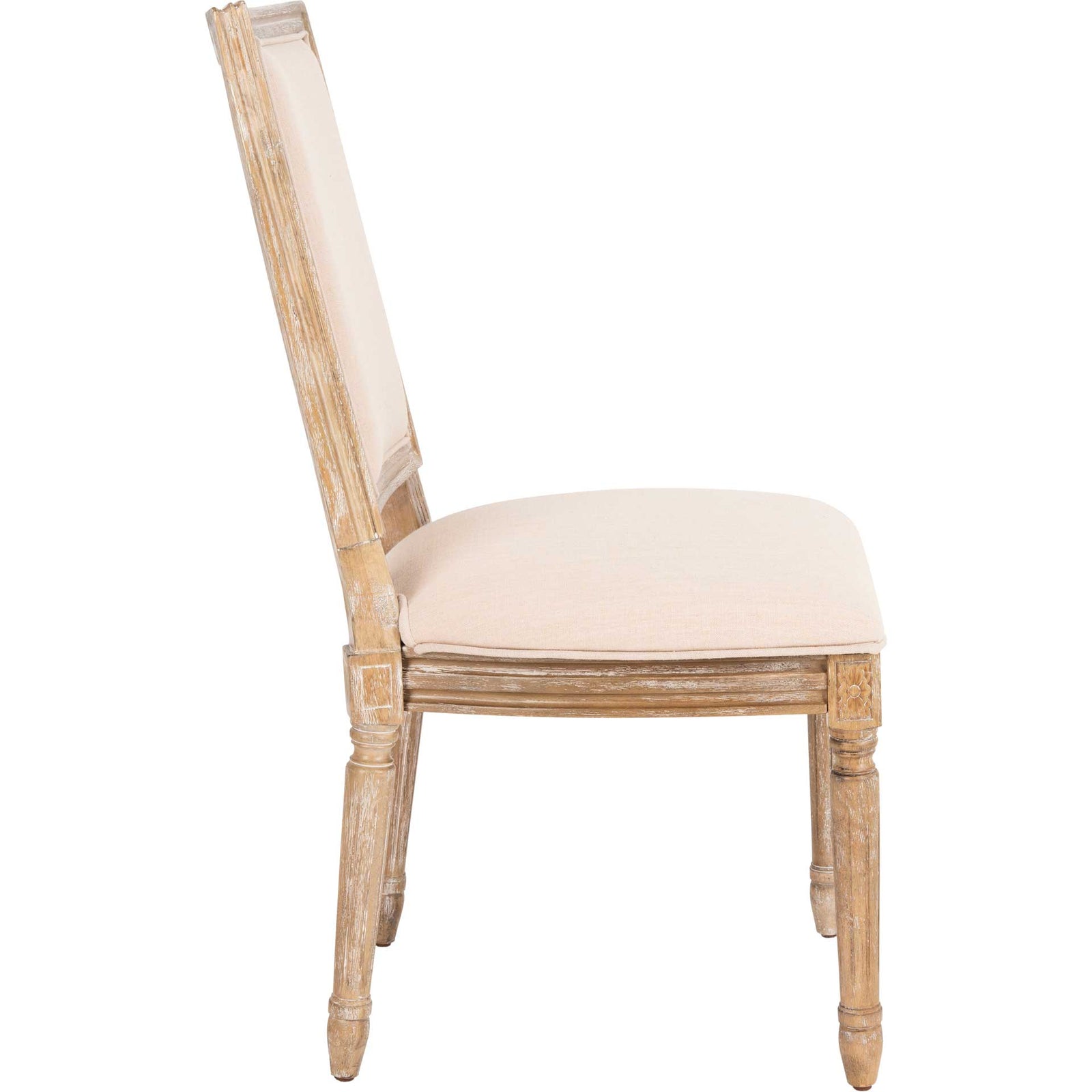 Burst Linen Side Chair Beige/Rustic Oak (Set of 2)