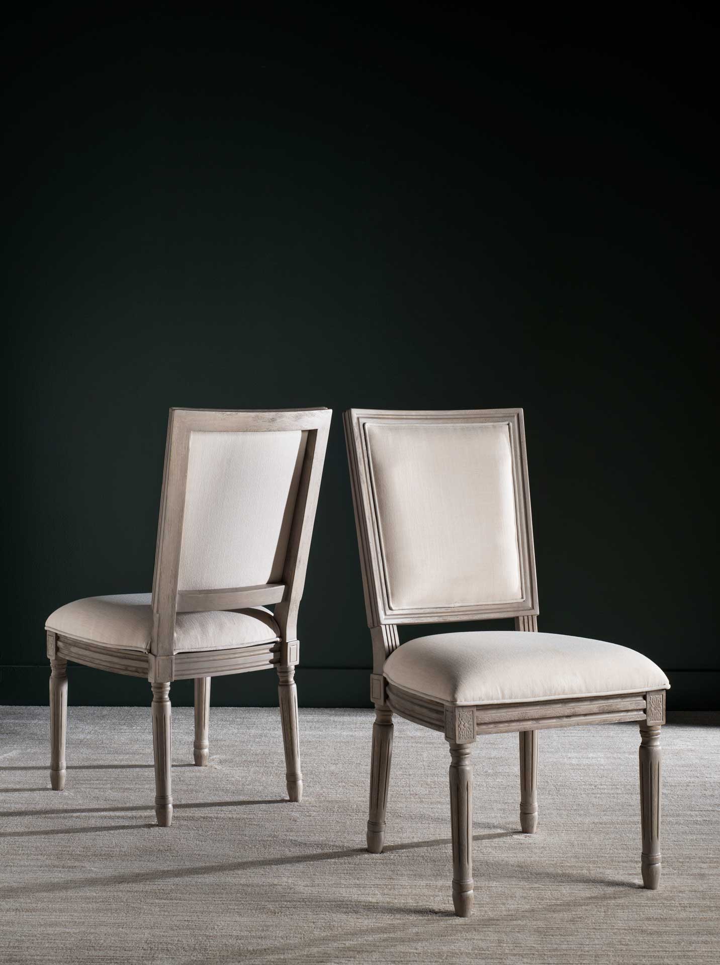Burst Linen Side Chair Light Beige/Rustic Gray (Set of 2)