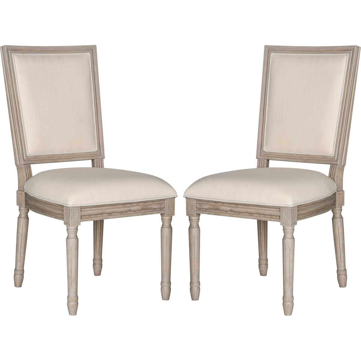 Burst Linen Side Chair Light Beige/Rustic Gray (Set of 2)