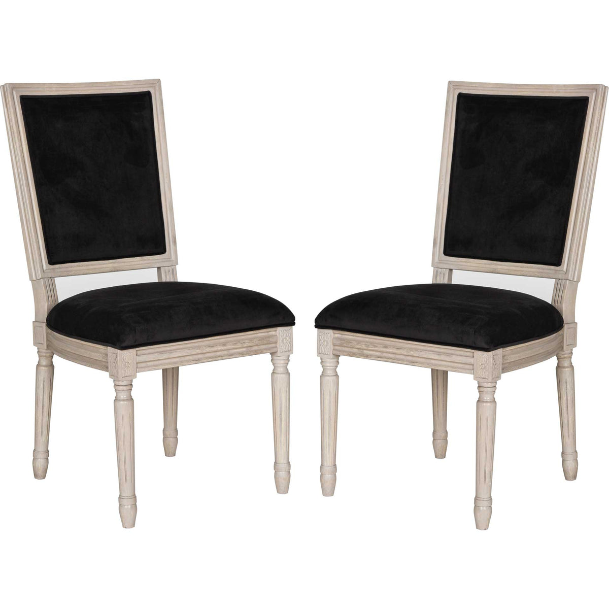Burst Velvet Side Chair Black/Rustic Gray (Set of 2)