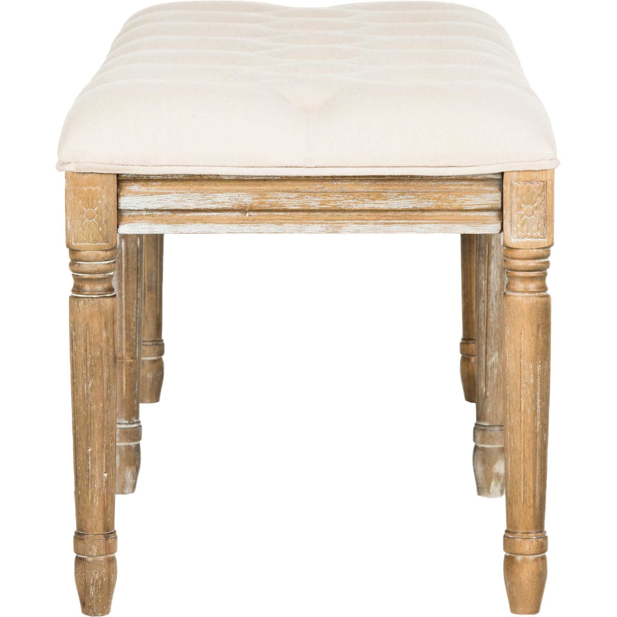 Roam Tufted Wood Bench Beige/Rustic Oak