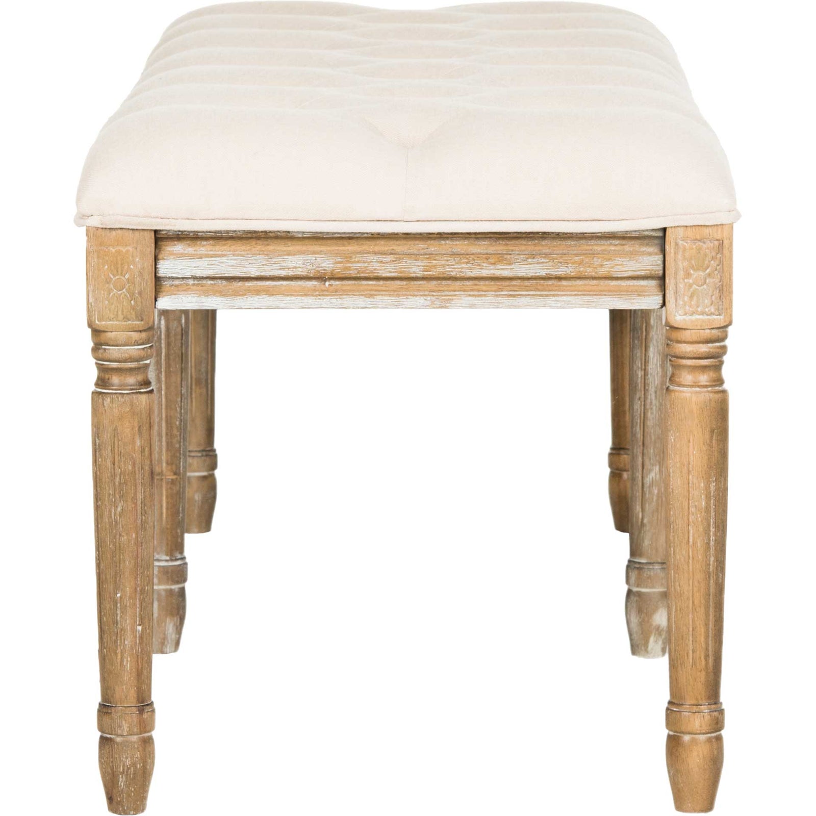Roam Tufted Wood Bench Beige/Rustic Oak