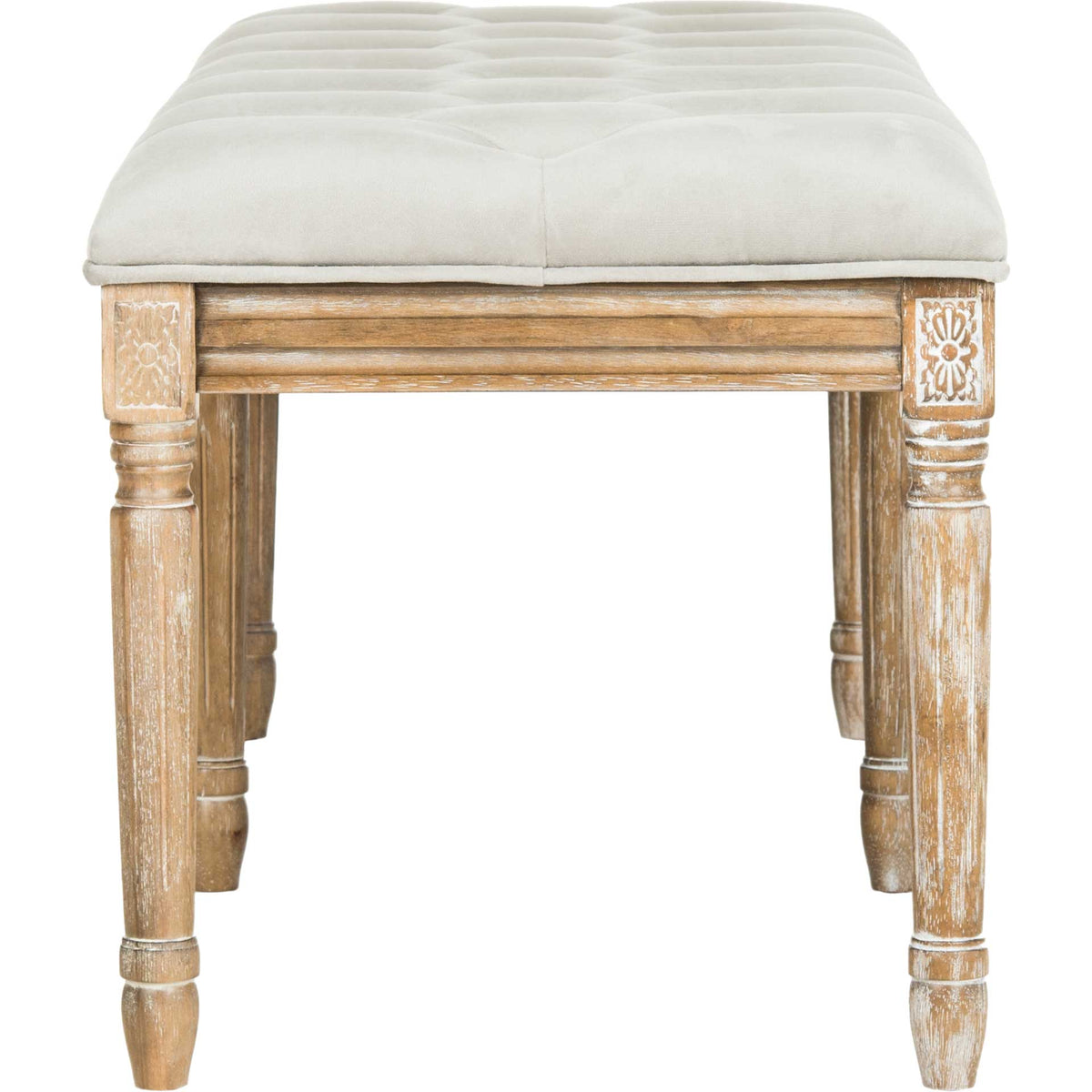 Roam Tufted Wood Bench Gray/Rustic Oak