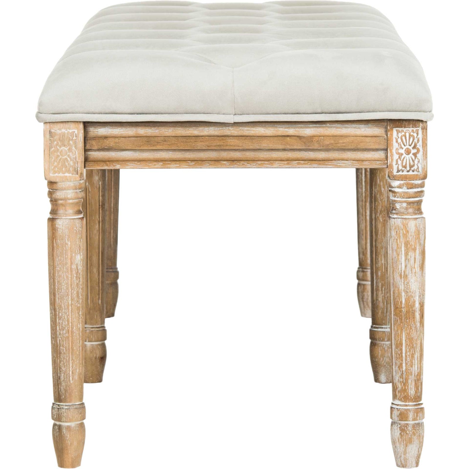 Roam Tufted Wood Bench Gray/Rustic Oak