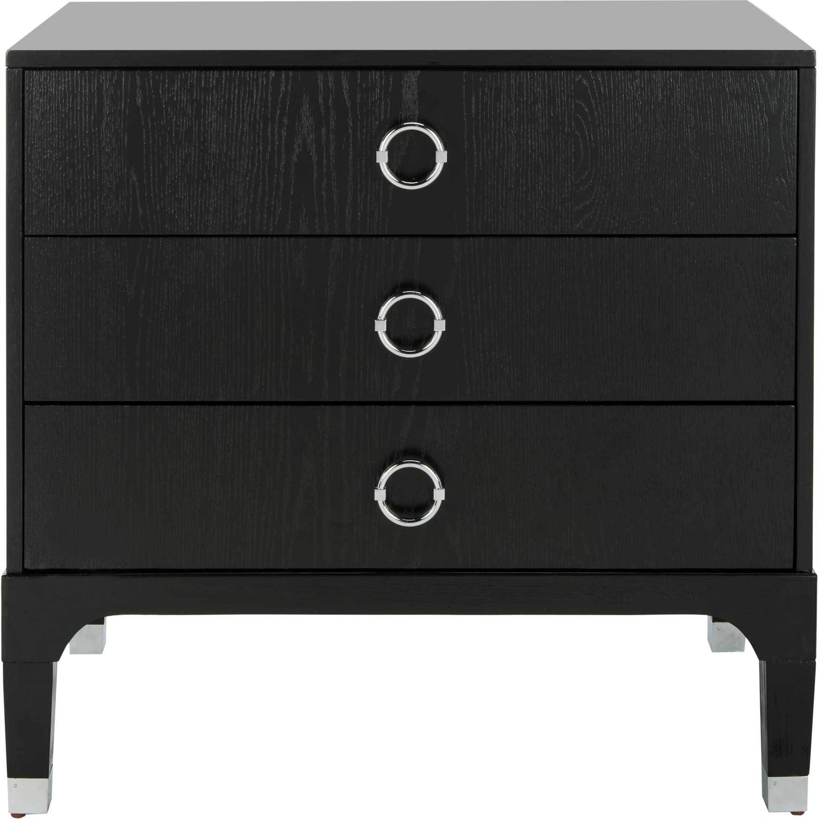 Lorenzo 3 Drawer Contemporary Nightstand Black