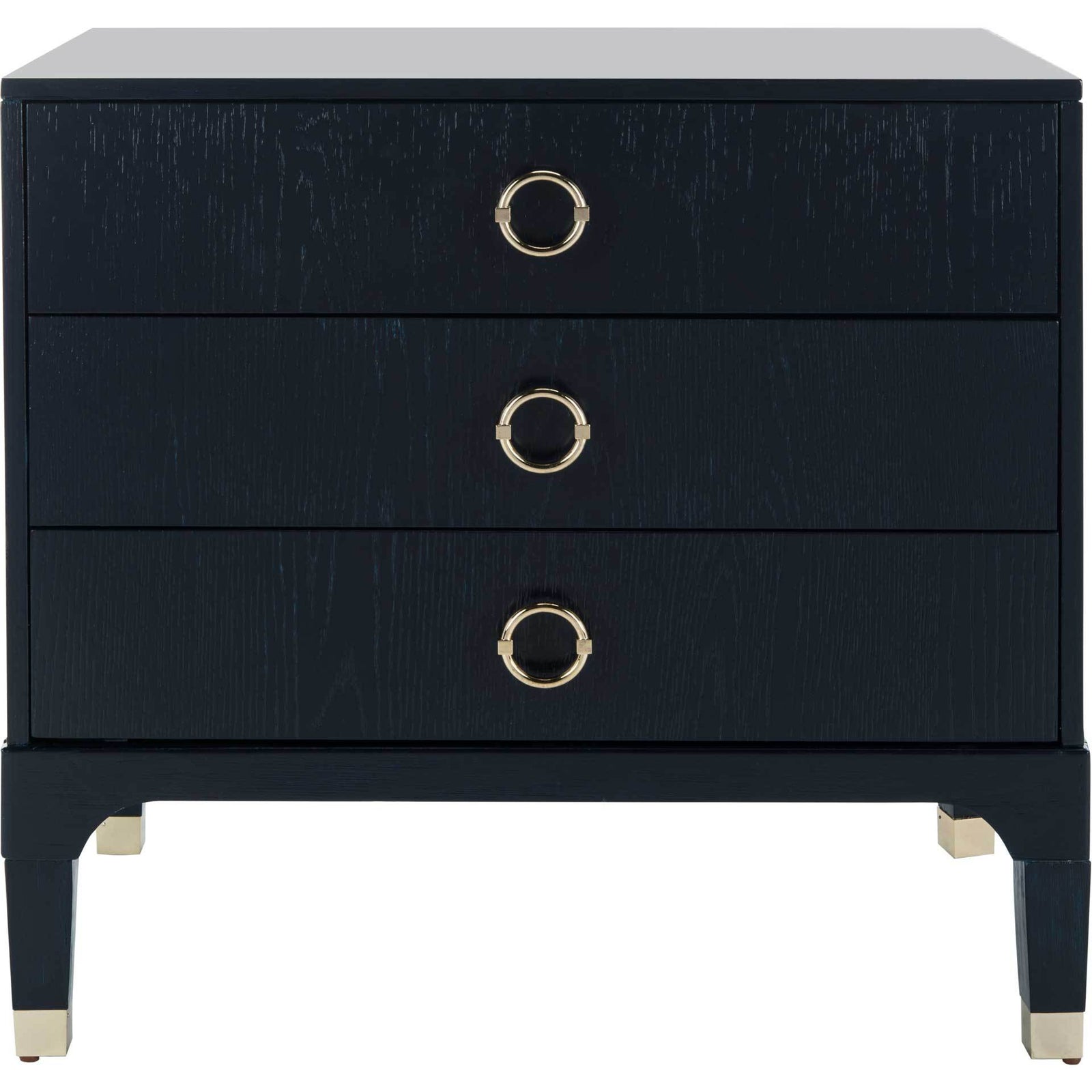 Lorenzo 3 Drawer Contemporary Nightstand Navy