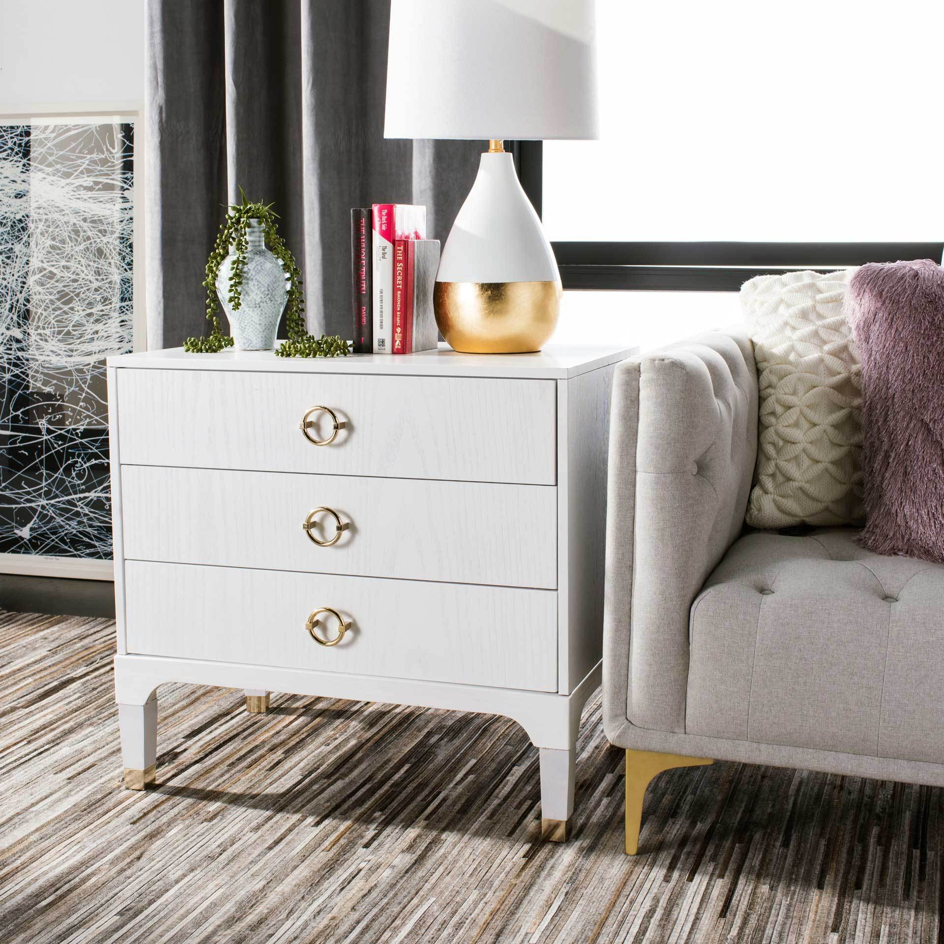 Lorenzo 3 Drawer Contemporary Nightstand White