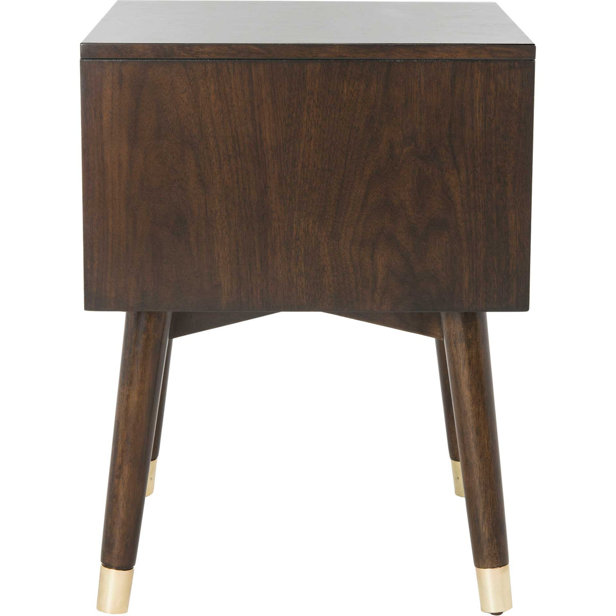 Lydia Silver Cap Nightstand Walnut/Gold