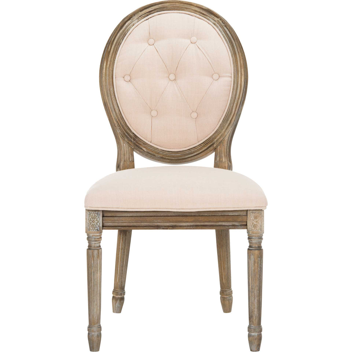 Holden Tufted Side Chair Beige/Rustic Oak (Set of 2)