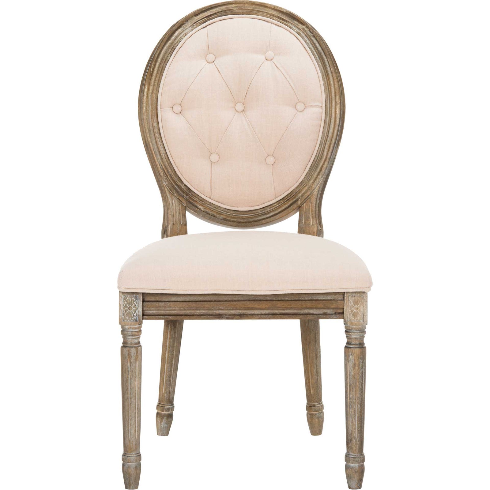 Holden Tufted Side Chair Beige/Rustic Oak (Set of 2)