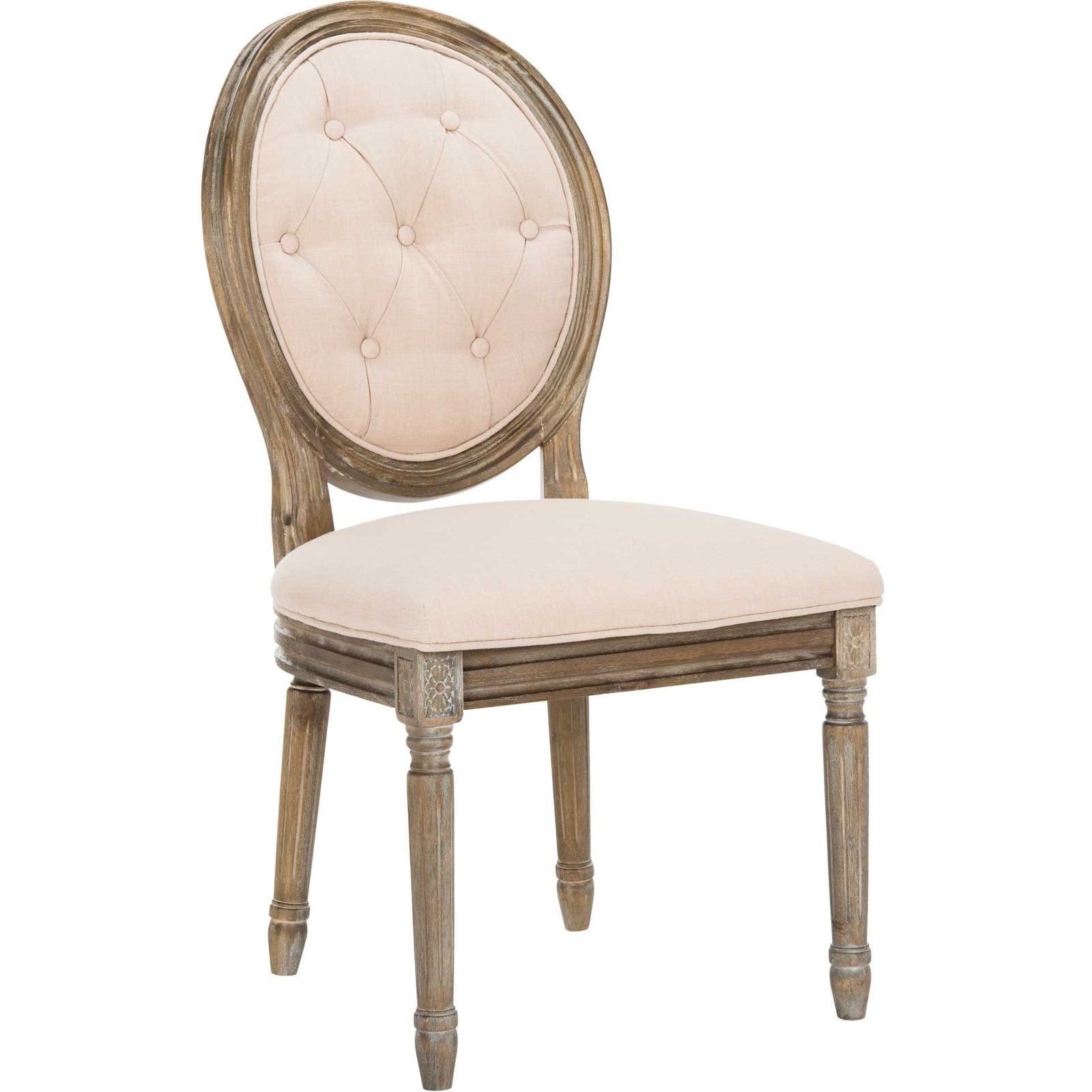 Holden Tufted Side Chair Beige/Rustic Oak (Set of 2)