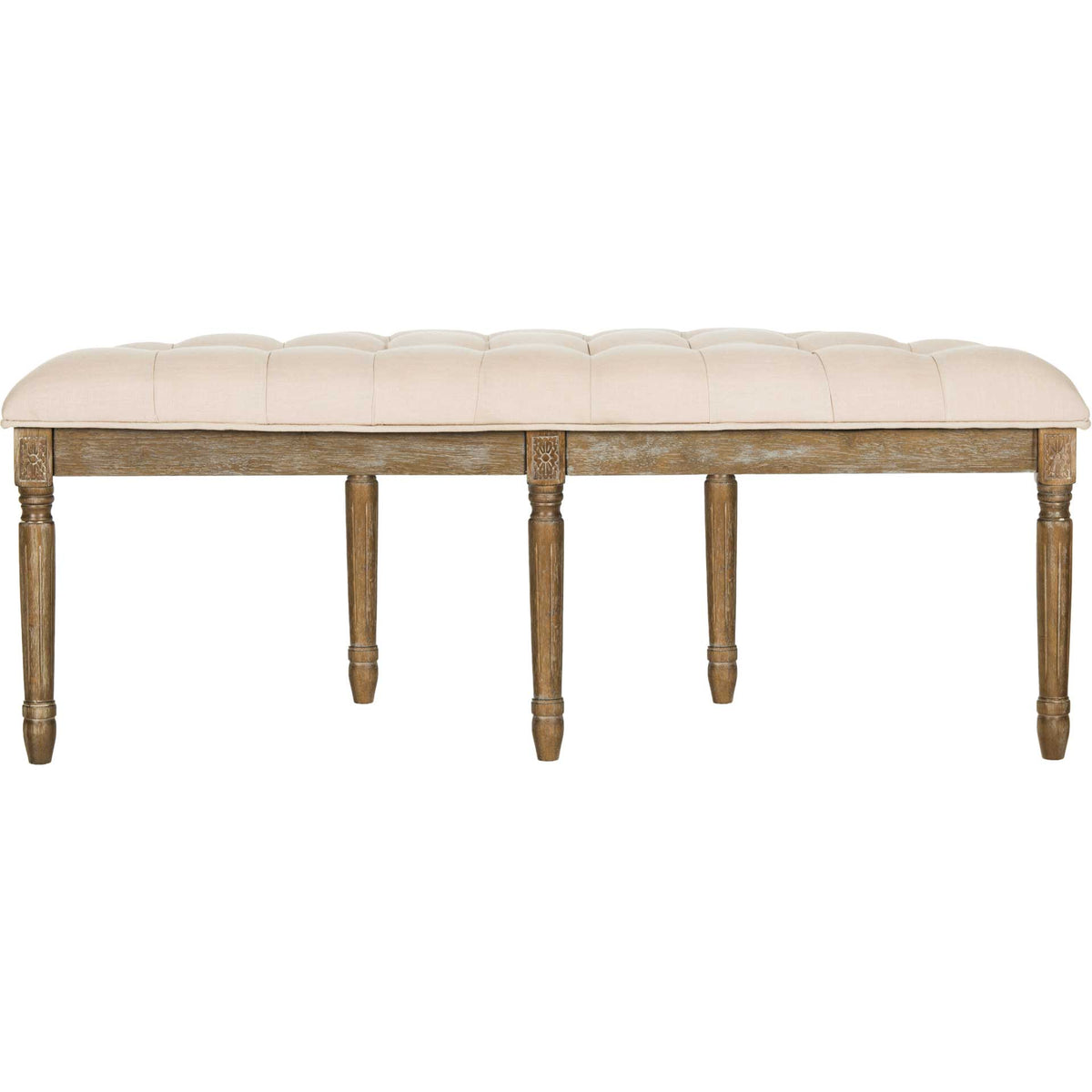 Abita Tufted Semi Circle Bench Beige/Rustic Oak