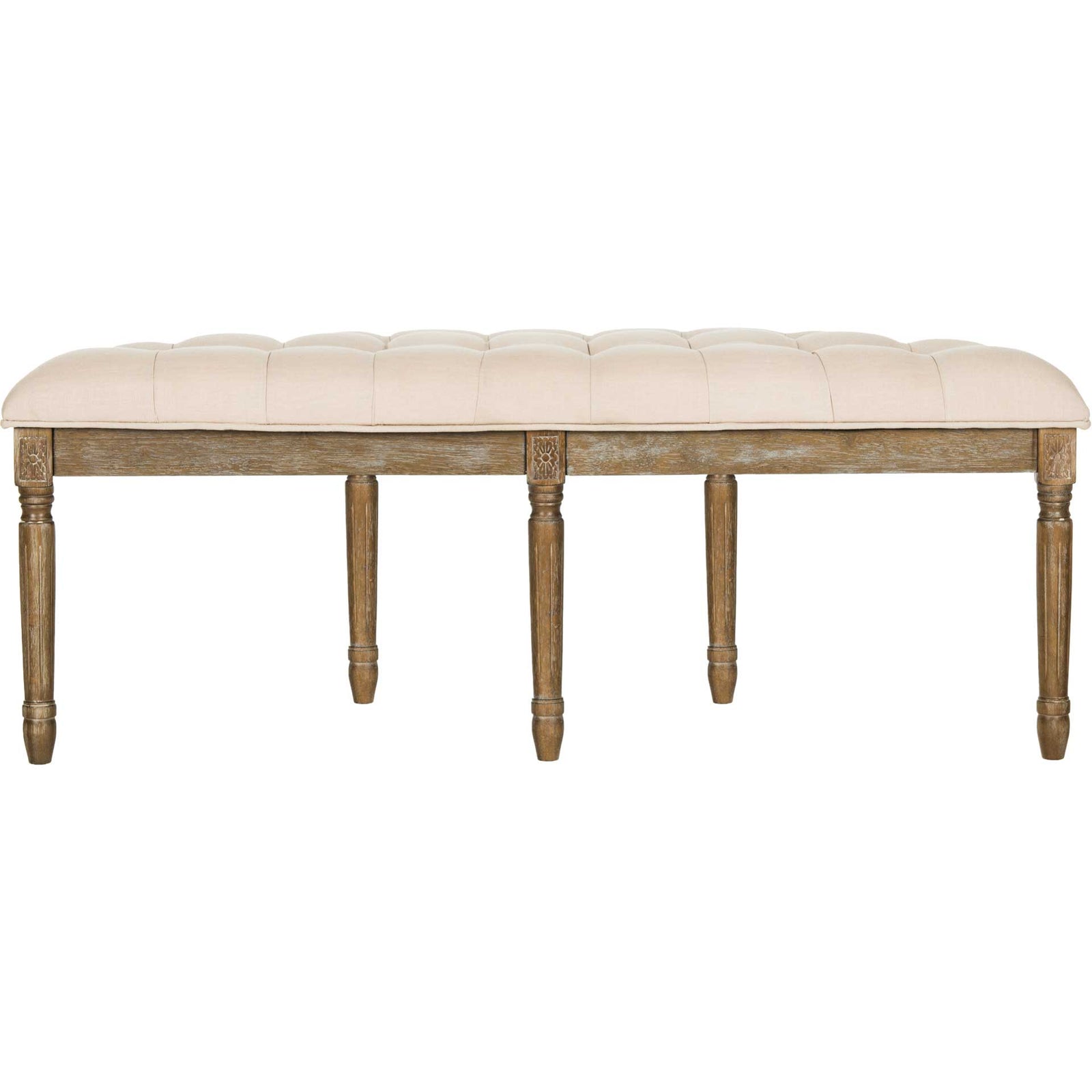 Abita Tufted Semi Circle Bench Beige/Rustic Oak
